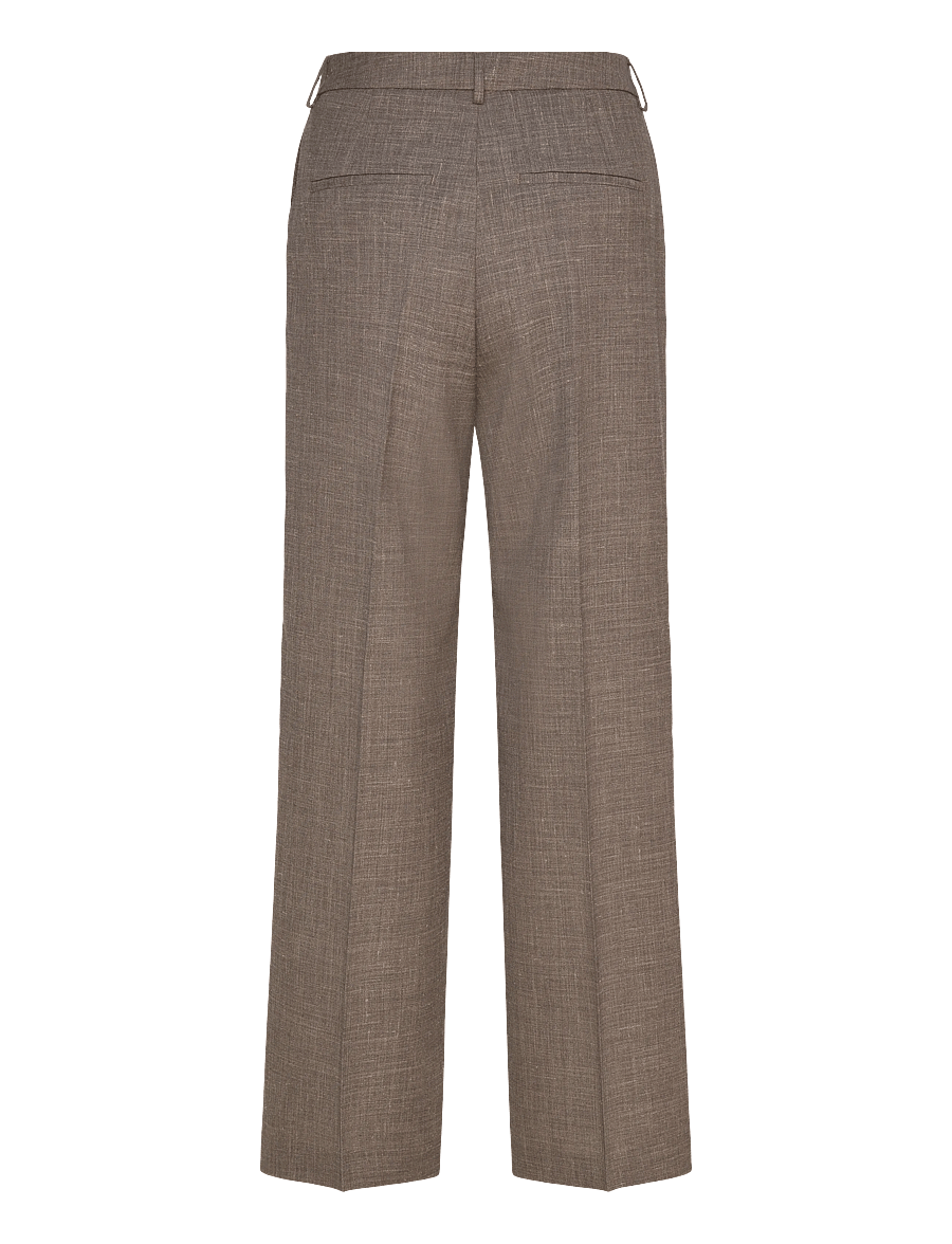 Selected - SLFRAE-ELIANA SUN HW WIDE PANT - kostymbyxor - dark sand melange - 2