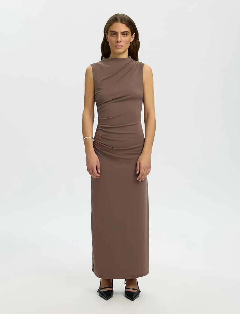 Selected - SLFMOA SL ANKLE DRESS EX - abendkleider - chocolate chip - 0