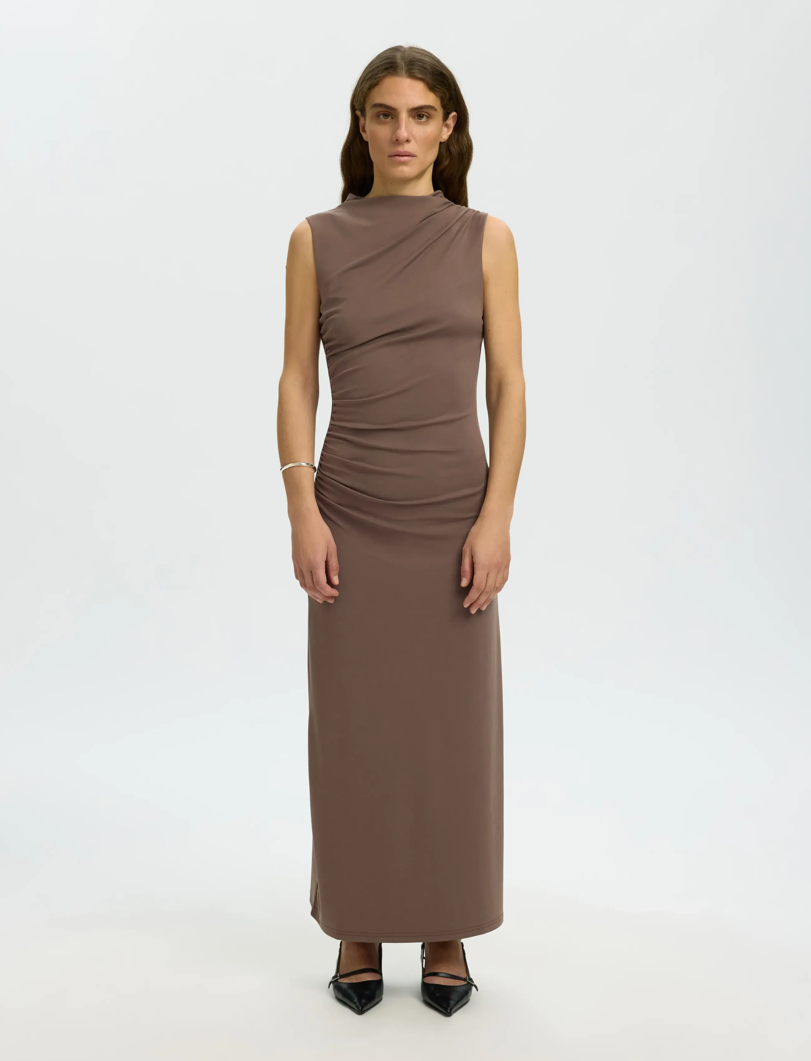 Selected SLFMOA SL ANKLE DRESS EX - Kleider - CHOCOLATE CHIP / brown