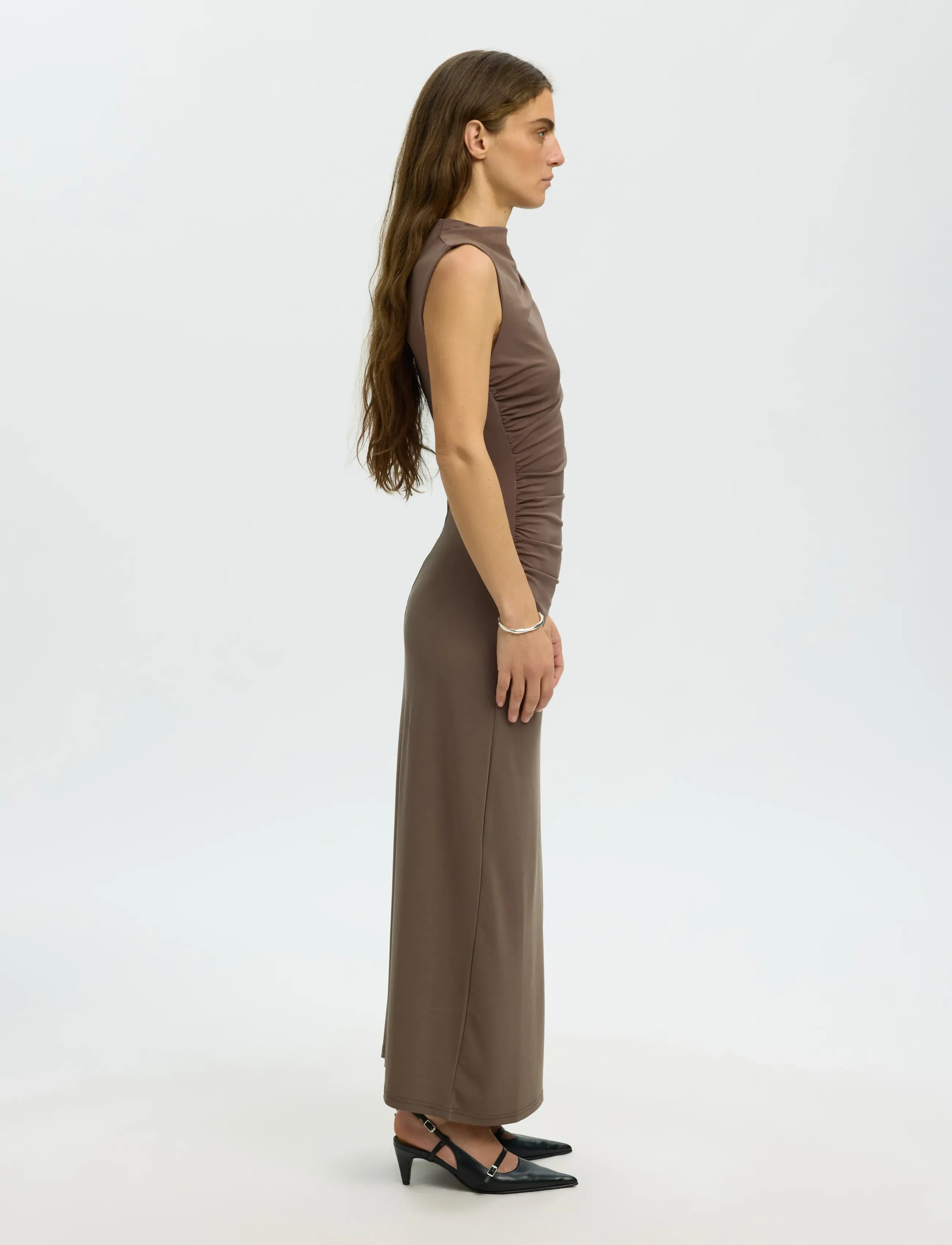 Selected - SLFMOA SL ANKLE DRESS EX - robes de soirée - chocolate chip - 5