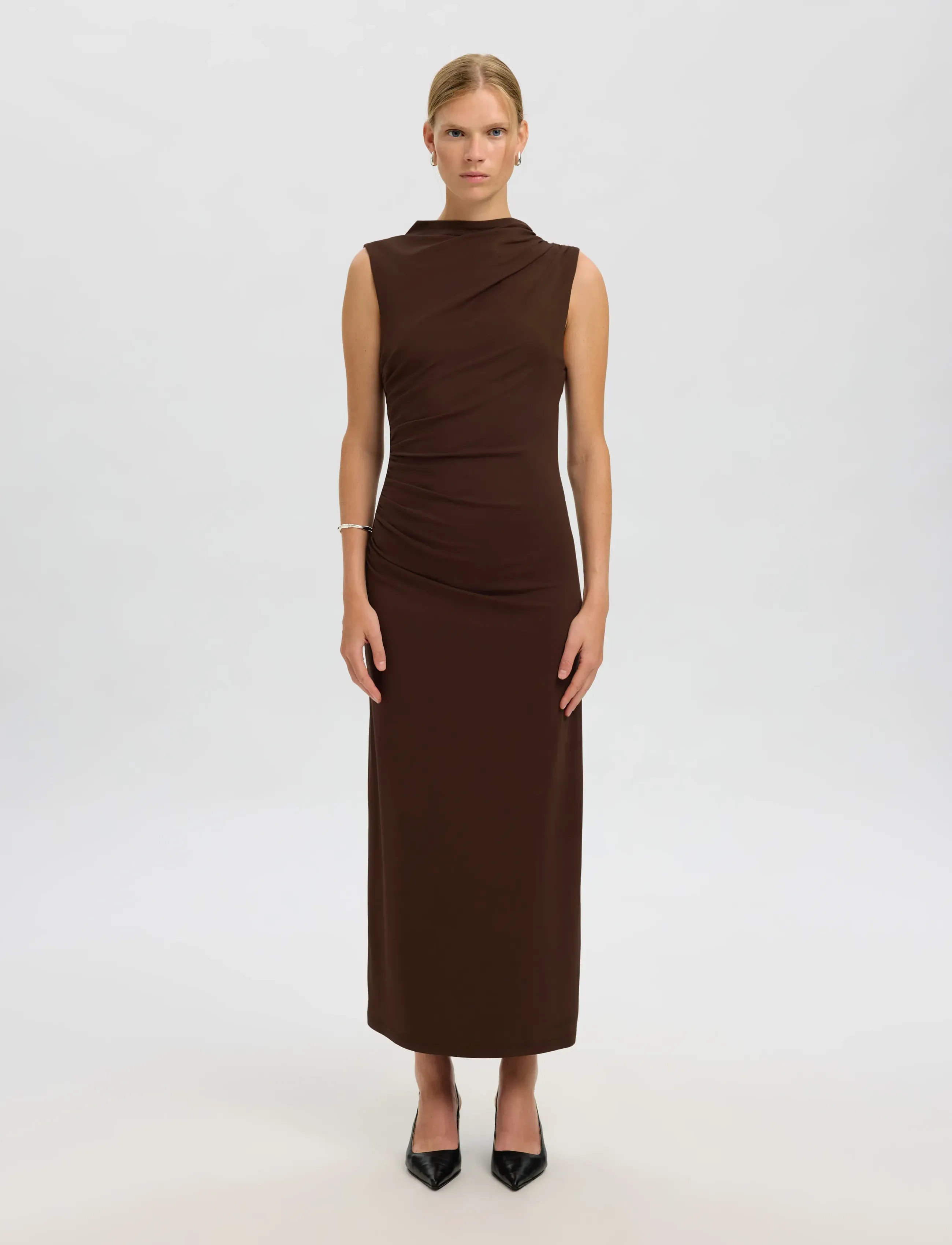 Selected SLFMOA SL ANKLE DRESS EX - Õhtukleidid - DEMITASSE / brown