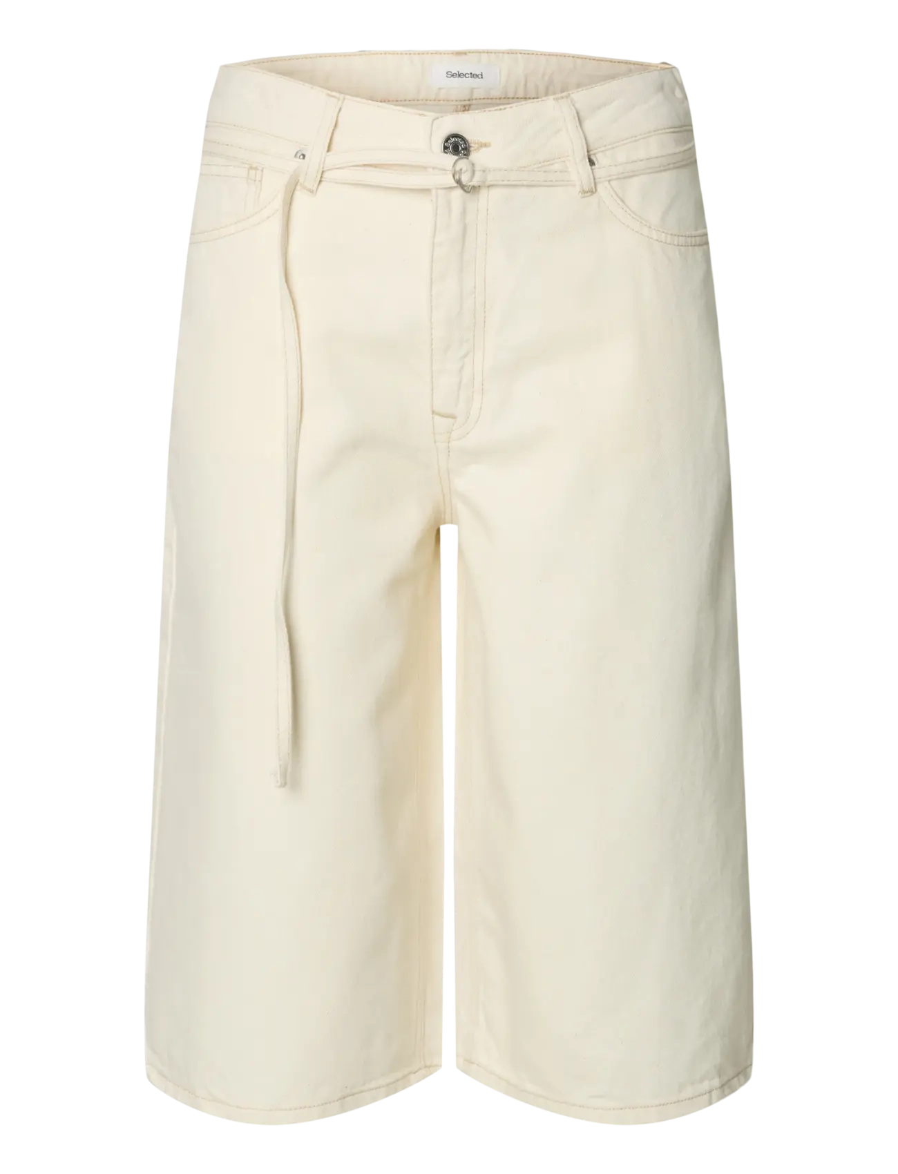 Selected SLFTENNA MW BERMUDA DENIM SHORTS - Selected - EGRET / cream
