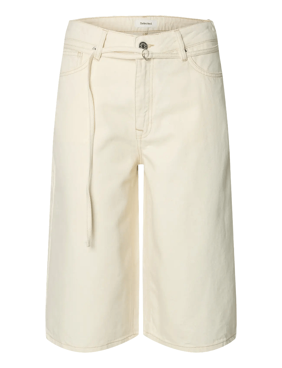 Selected - SLFTENNA MW BERMUDA DENIM SHORTS - lühikesed teksapüksid - egret - 1