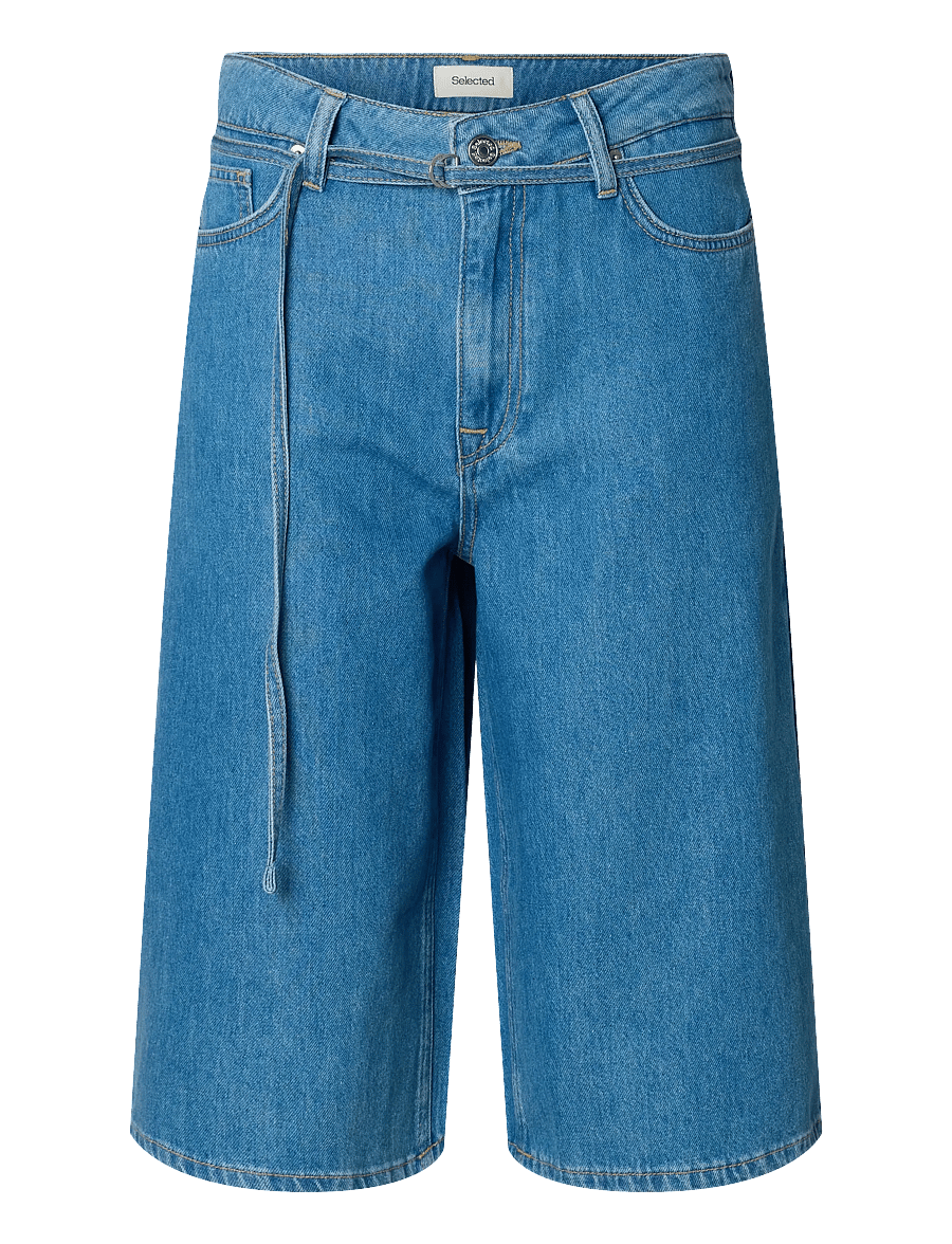 Selected - SLFTENNA MW BERMUDA DENIM SHORTS - gallastuttbuxur - medium blue denim - 1