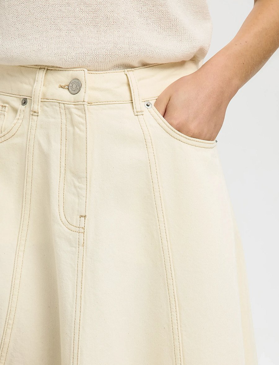 Selected - SLFTENNA HW LONG DENIM SKIRT - jeanskjolar - egret - 4