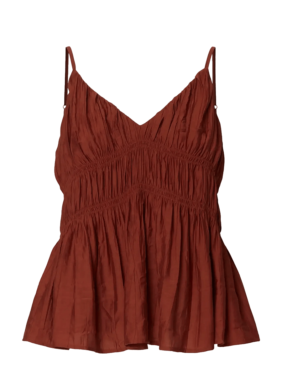 Selected - SLFJACKIE STRAP TOP B - blouses sans manches - cherry mahogany - 1