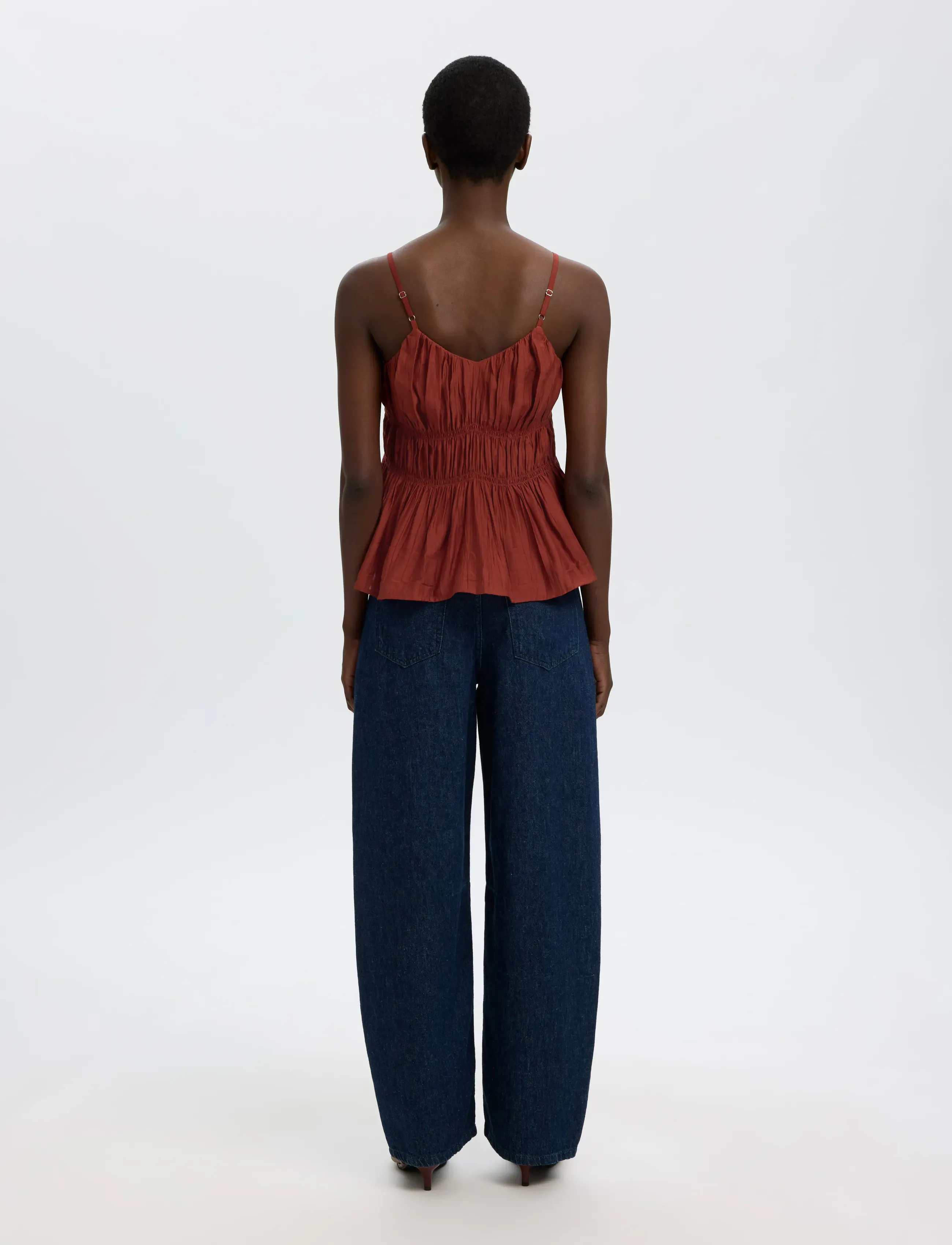 Selected - SLFJACKIE STRAP TOP B - blouses sans manches - cherry mahogany - 2