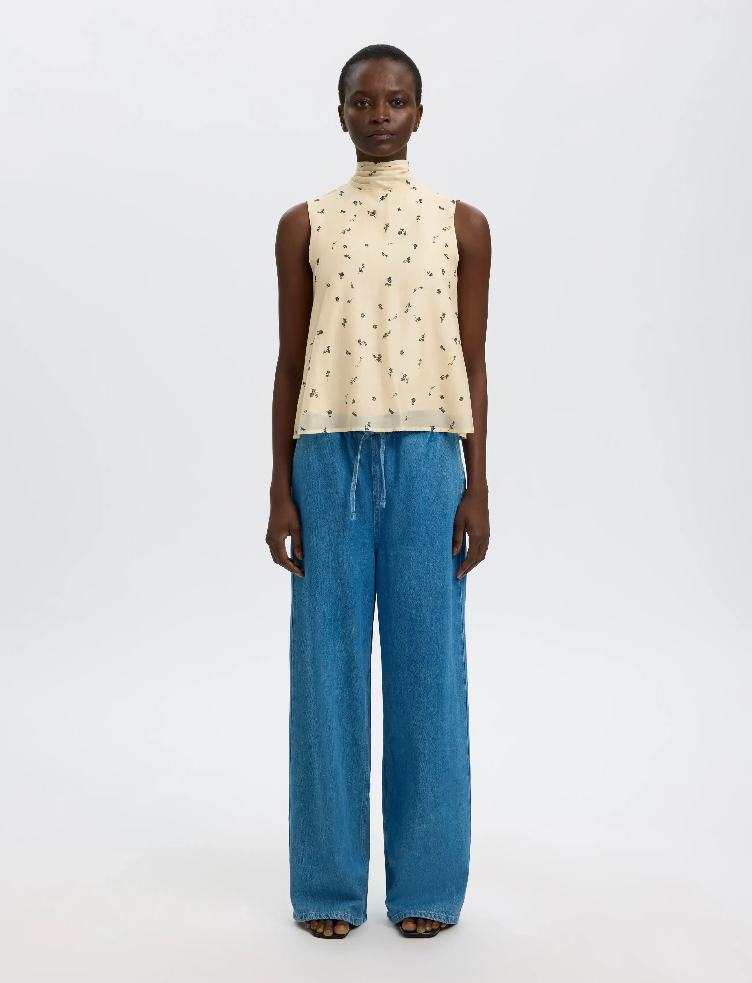 Selected - SLFIRIS SL TIE TOP B - sleeveless blouses - angora - 4