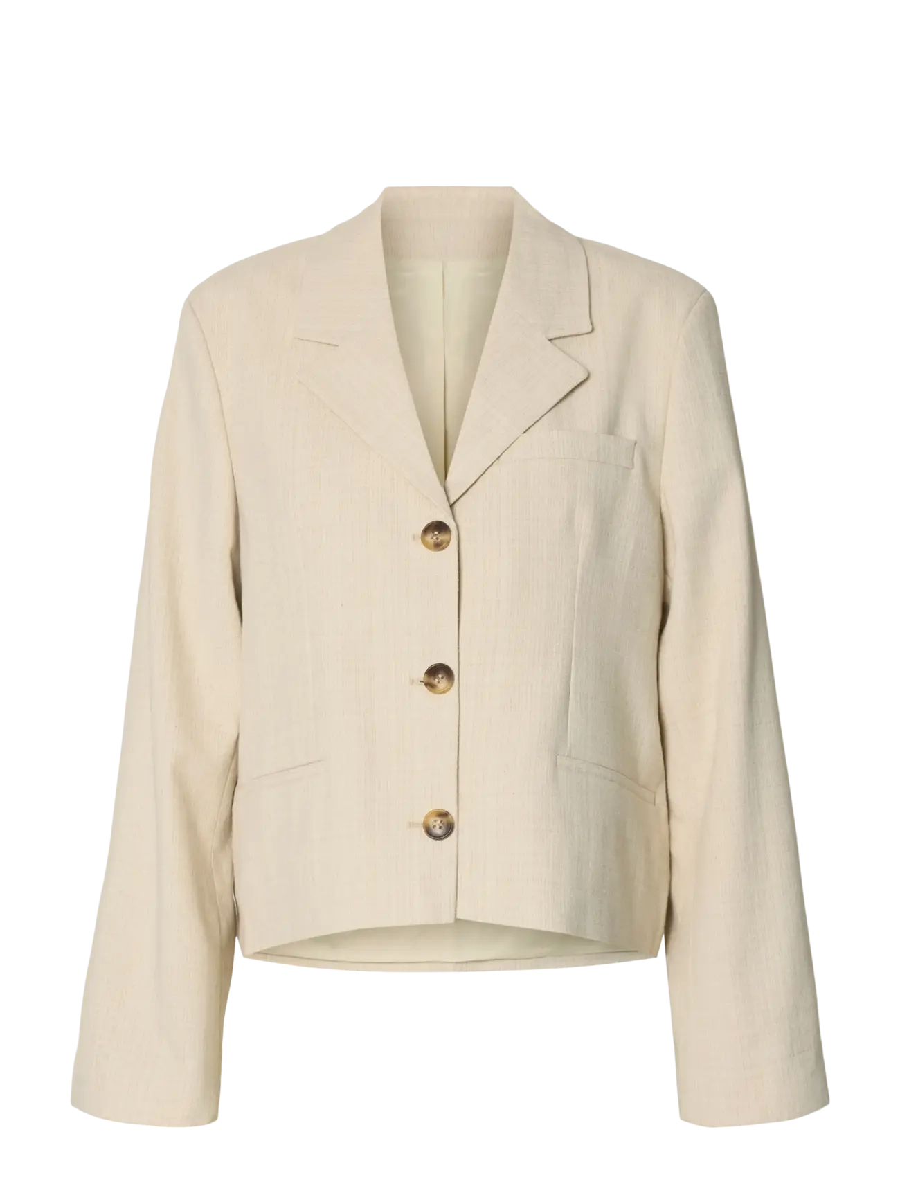 Selected Slfrelaxed Dima Ls Short Blazer, 40, Cream, Blazere > Cropped Blazere, Dame