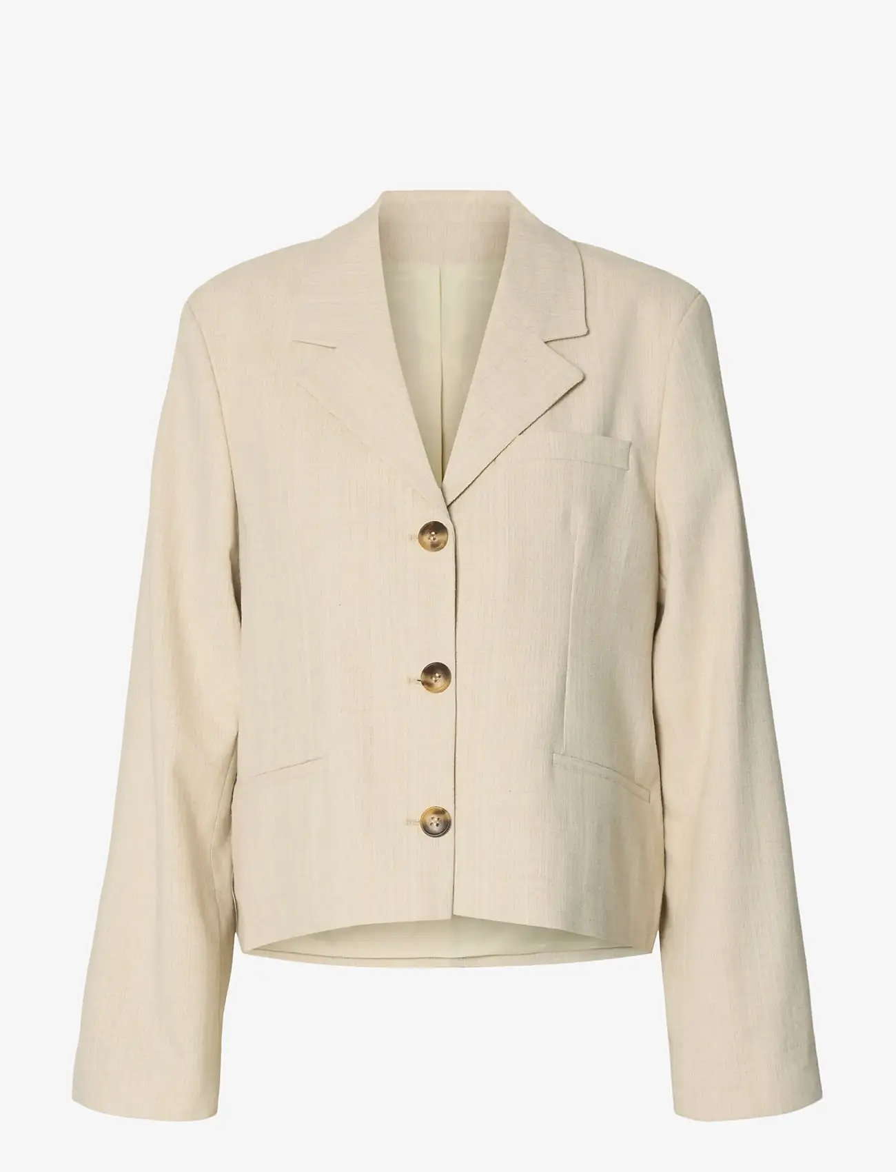 Selected - SLFRELAXED DIMA LS SHORT BLAZER - lühikesed jakid - white pepper - 0