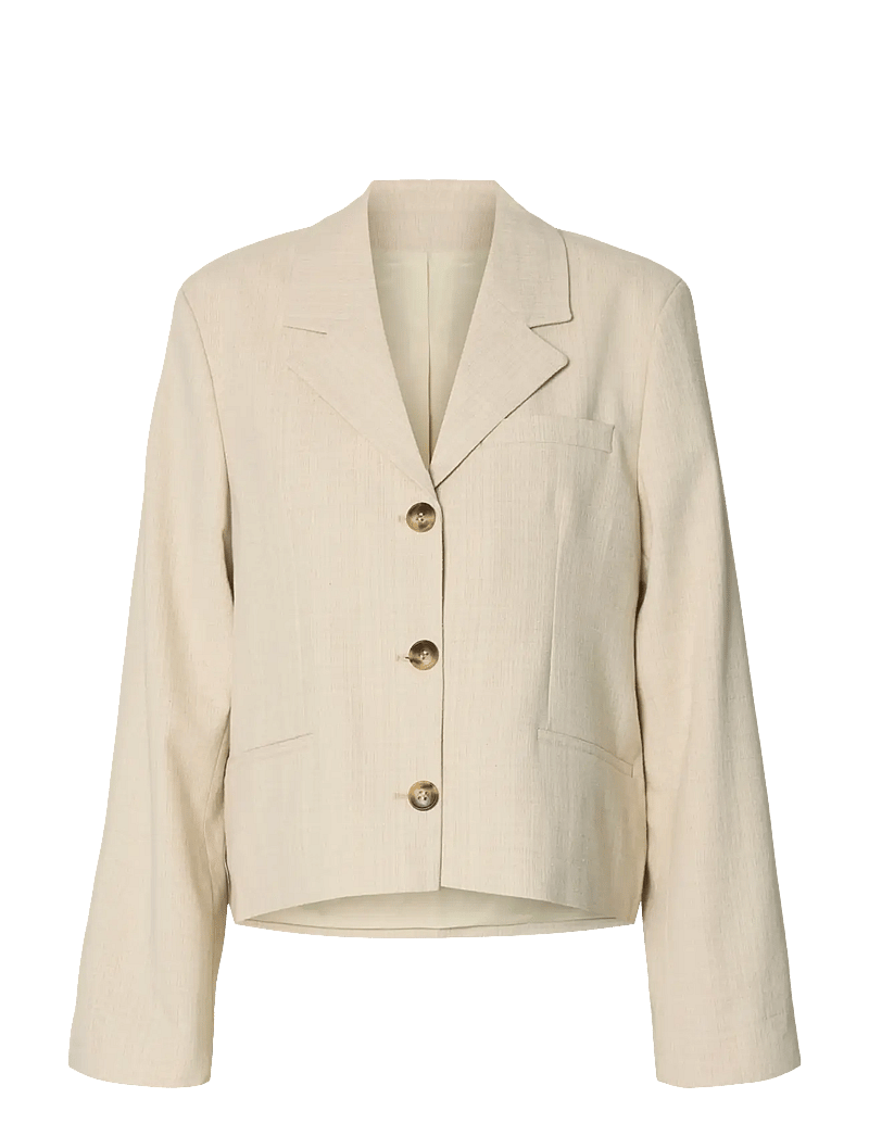 Selected - SLFRELAXED DIMA LS SHORT BLAZER - lühikesed jakid - white pepper - 0