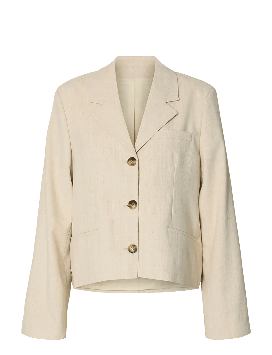 Selected - SLFRELAXED DIMA LS SHORT BLAZER - korta kavajer - white pepper - 0