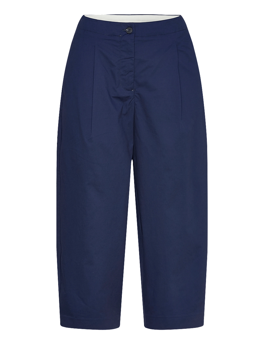 Selected - SLFBARREL CARMEN HW CROPPED PANT - hosen mit geradem bein - ocean cavern - 0