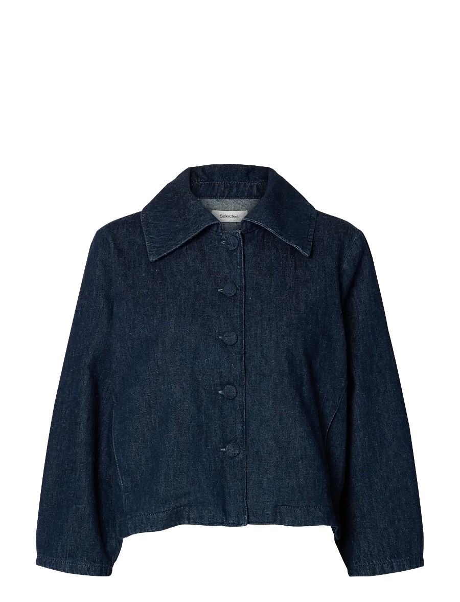 Selected - SLFRELAXED HANNY 3/4 DENIM JACKET - frühlingsjacken - dark blue denim - 1