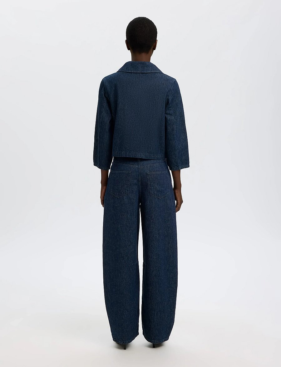 Selected - SLFRELAXED HANNY 3/4 DENIM JACKET - frühlingsjacken - dark blue denim - 2