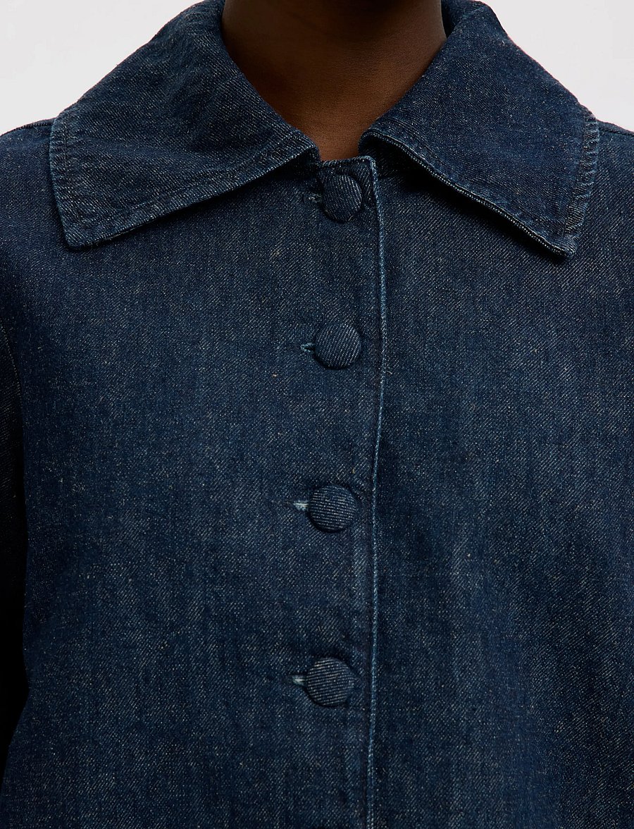 Selected - SLFRELAXED HANNY 3/4 DENIM JACKET - frühlingsjacken - dark blue denim - 4