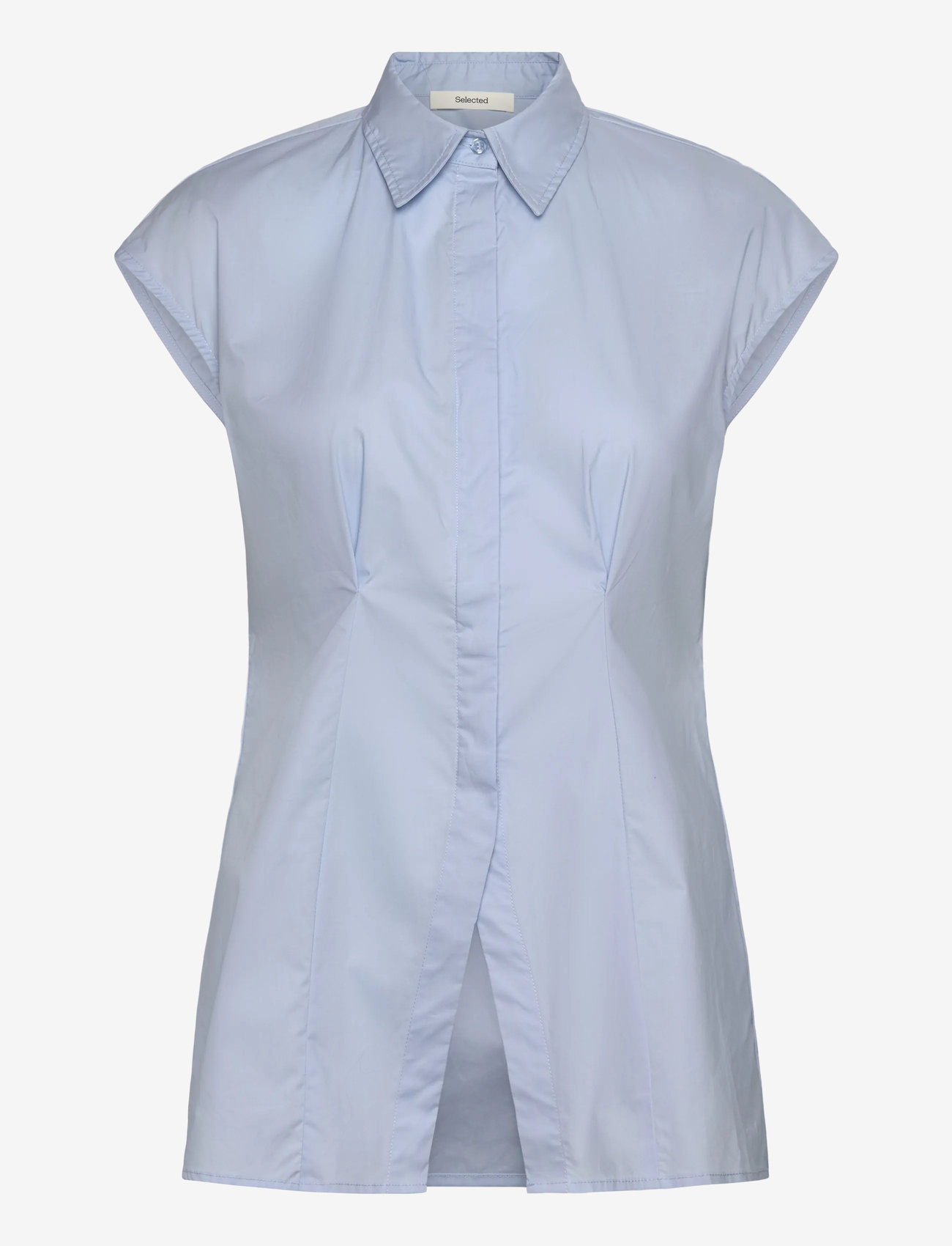 Selected - SLFDELIA-FINA SLIM SS SHIRT EX - kurzärmlige hemden - cashmere blue - 0