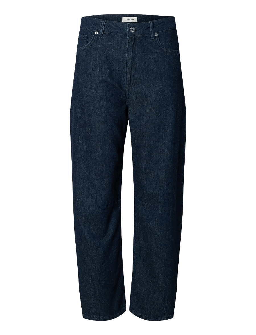 Selected - SLFLOOSE BARREL HANNY MW JEANS - barrel jeans - dark blue denim - 1