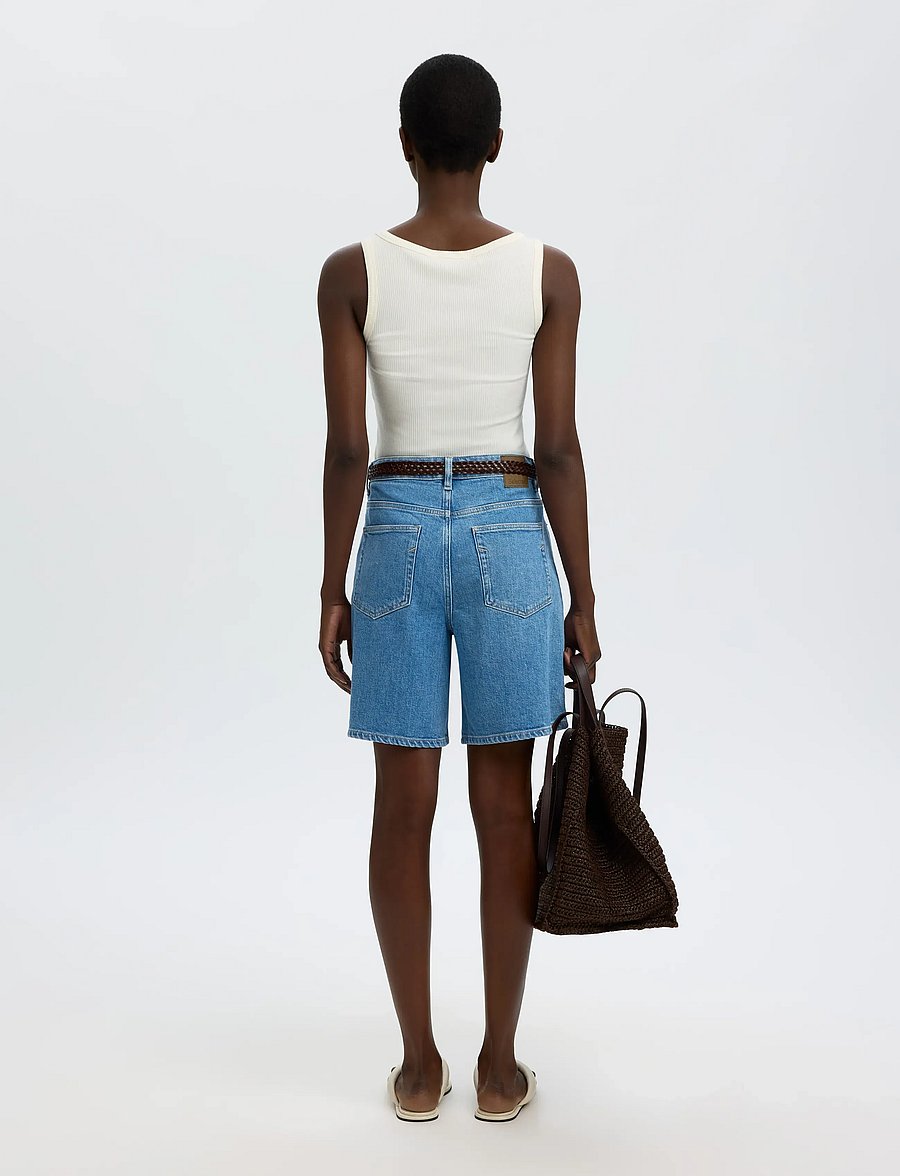 Selected - SLFWIDE MERLE-KORI HW DENIM SHORTS - light blue denim - 2