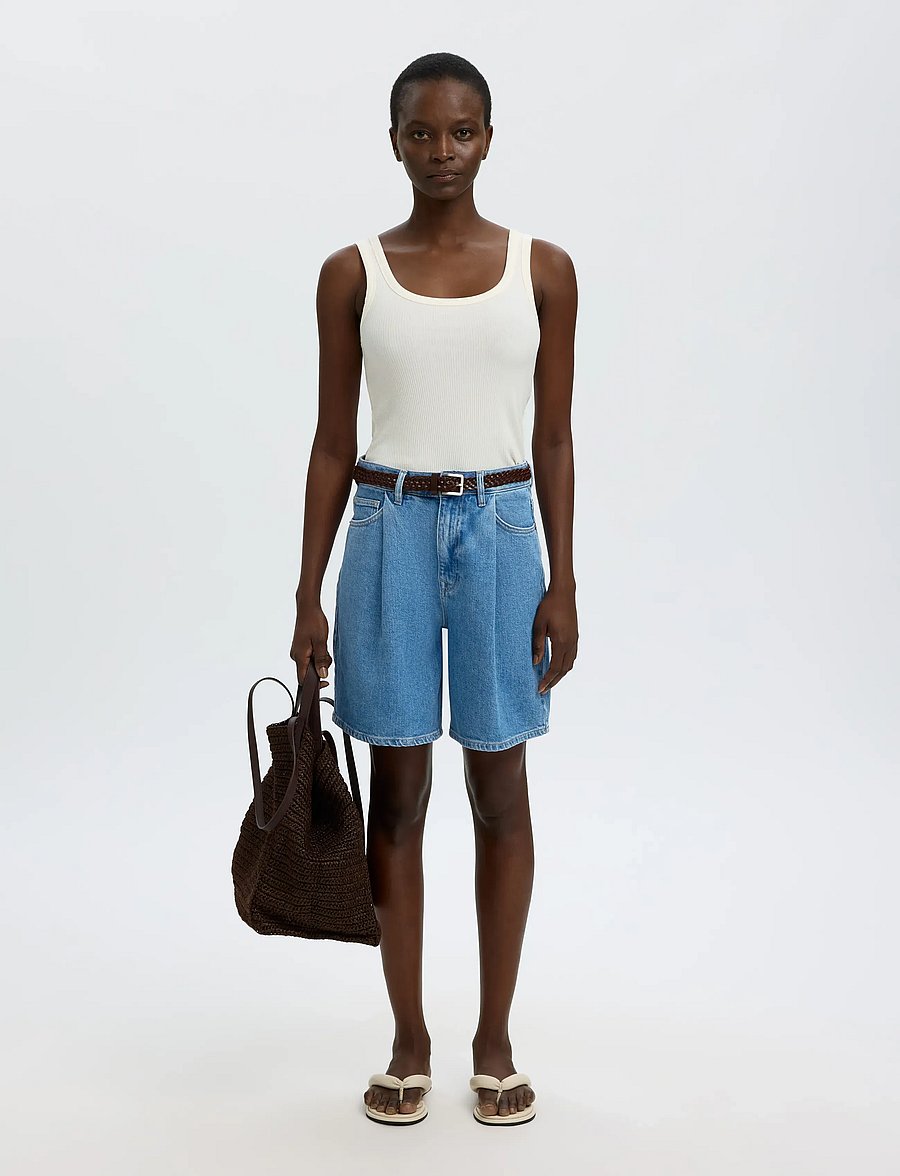 Selected - SLFWIDE MERLE-KORI HW DENIM SHORTS - light blue denim - 3