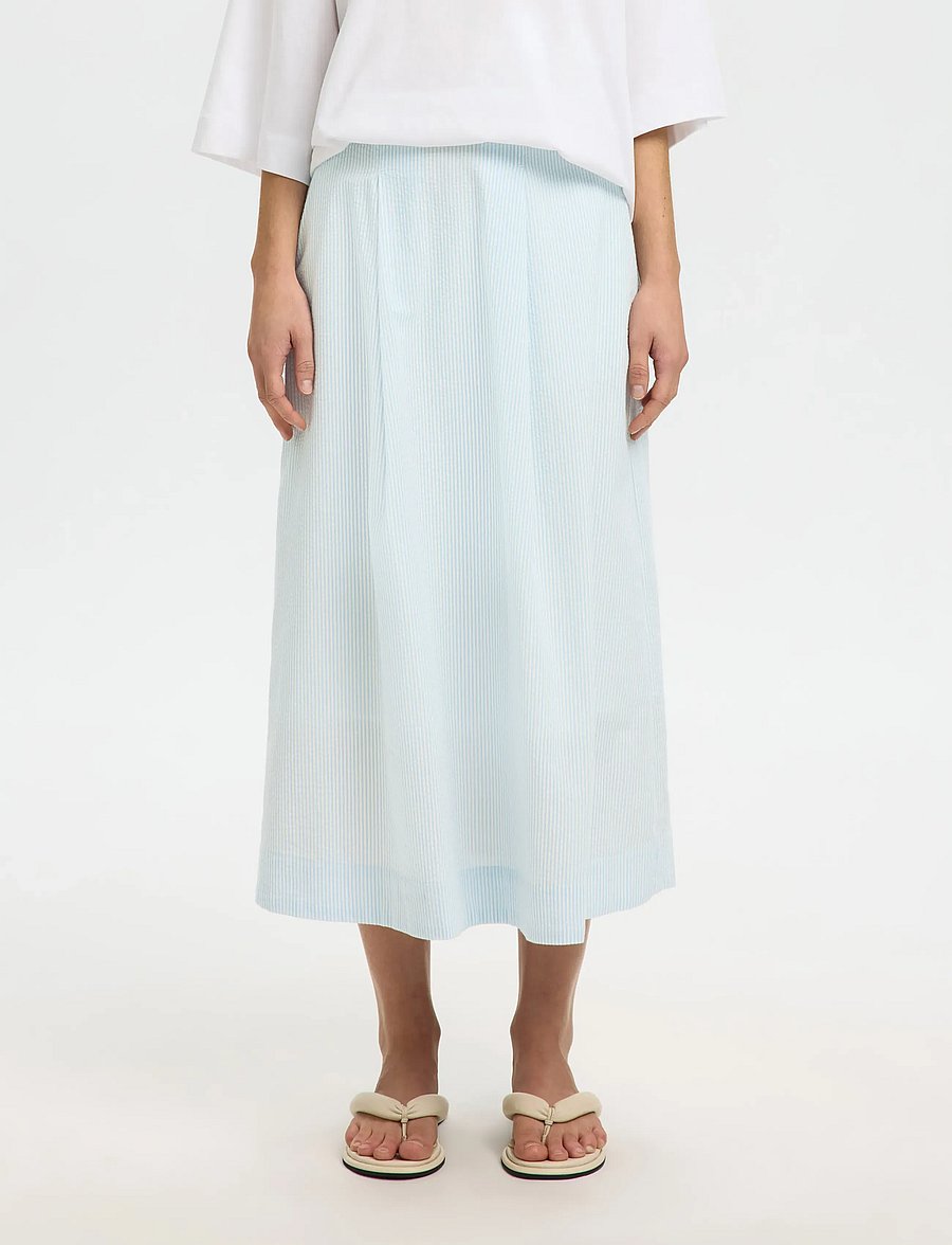 Selected - SLFHANNAH HW MIDI SKIRT B - faltenröcke - cashmere blue - 0