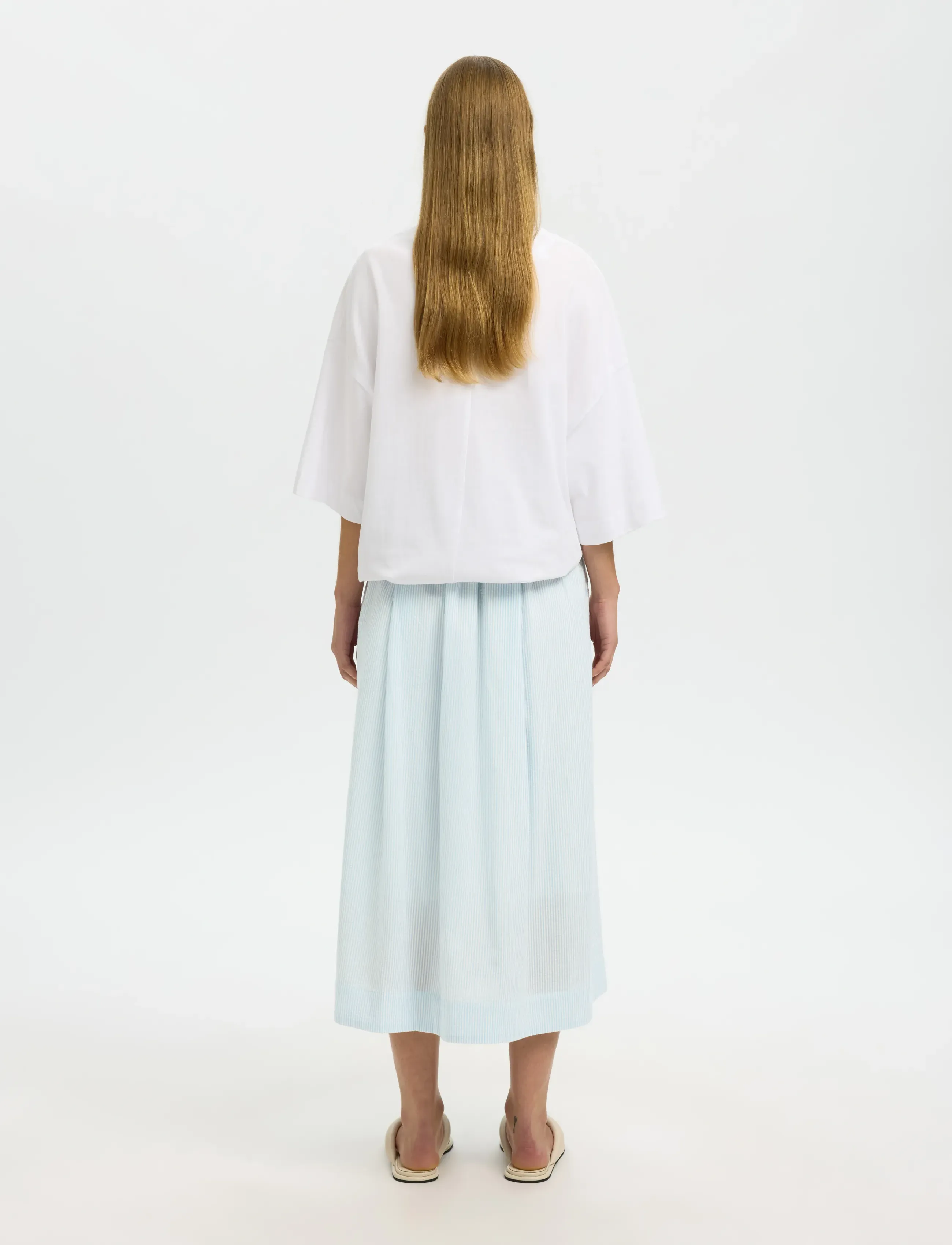 Selected - SLFHANNAH HW MIDI SKIRT B - faltenröcke - cashmere blue - 2