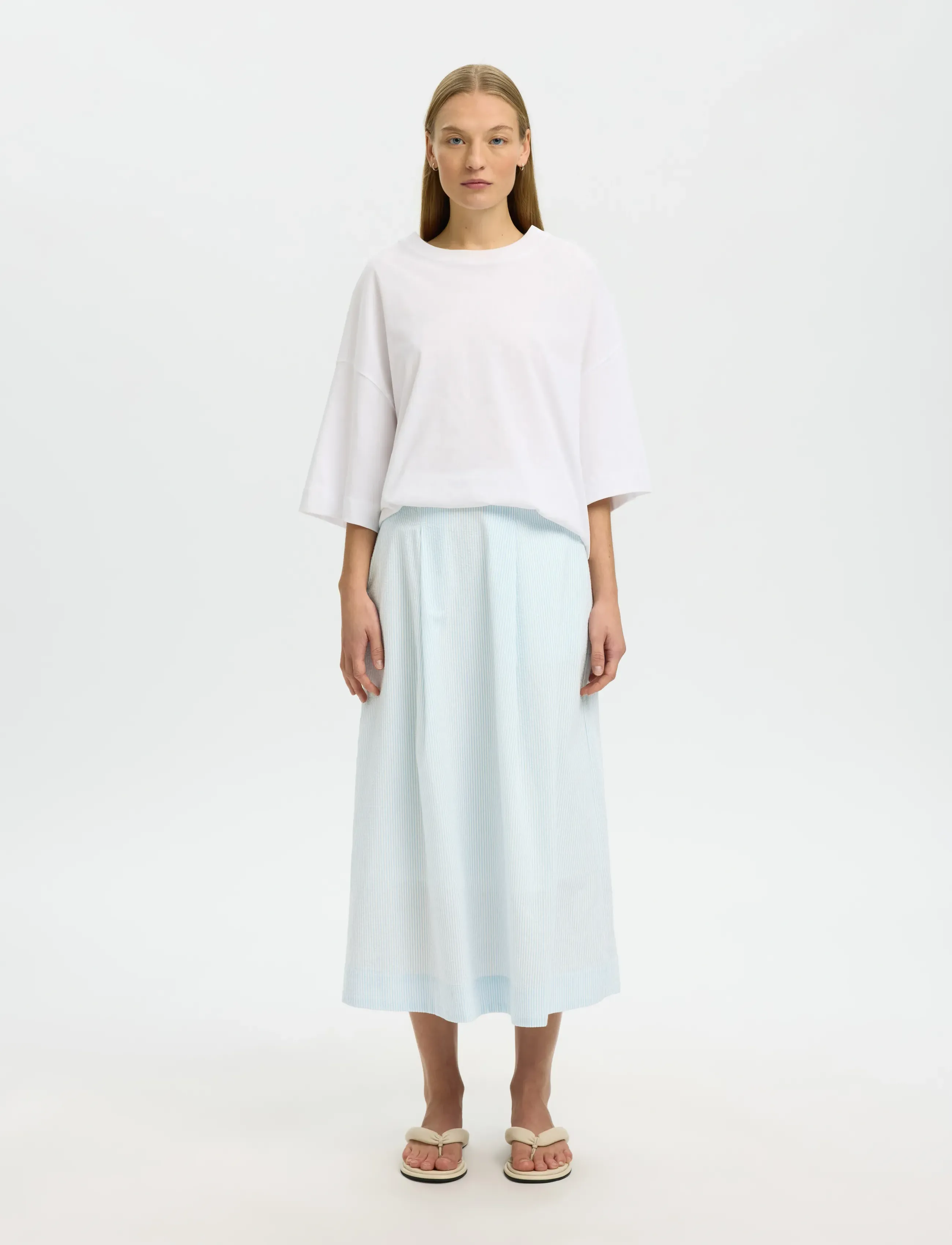 Selected - SLFHANNAH HW MIDI SKIRT B - faltenröcke - cashmere blue - 3