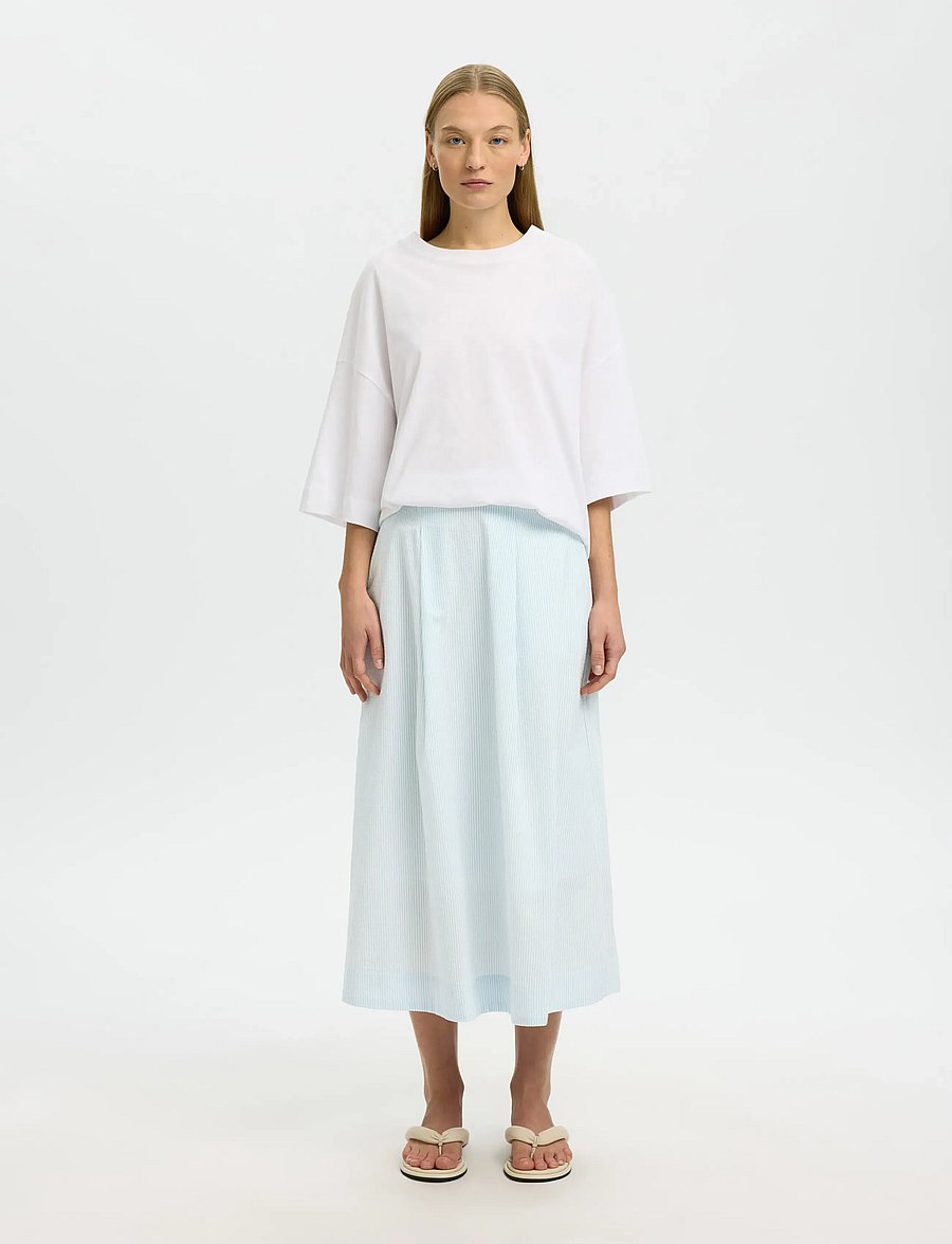 Selected - SLFHANNAH HW MIDI SKIRT B - faltenröcke - cashmere blue - 3