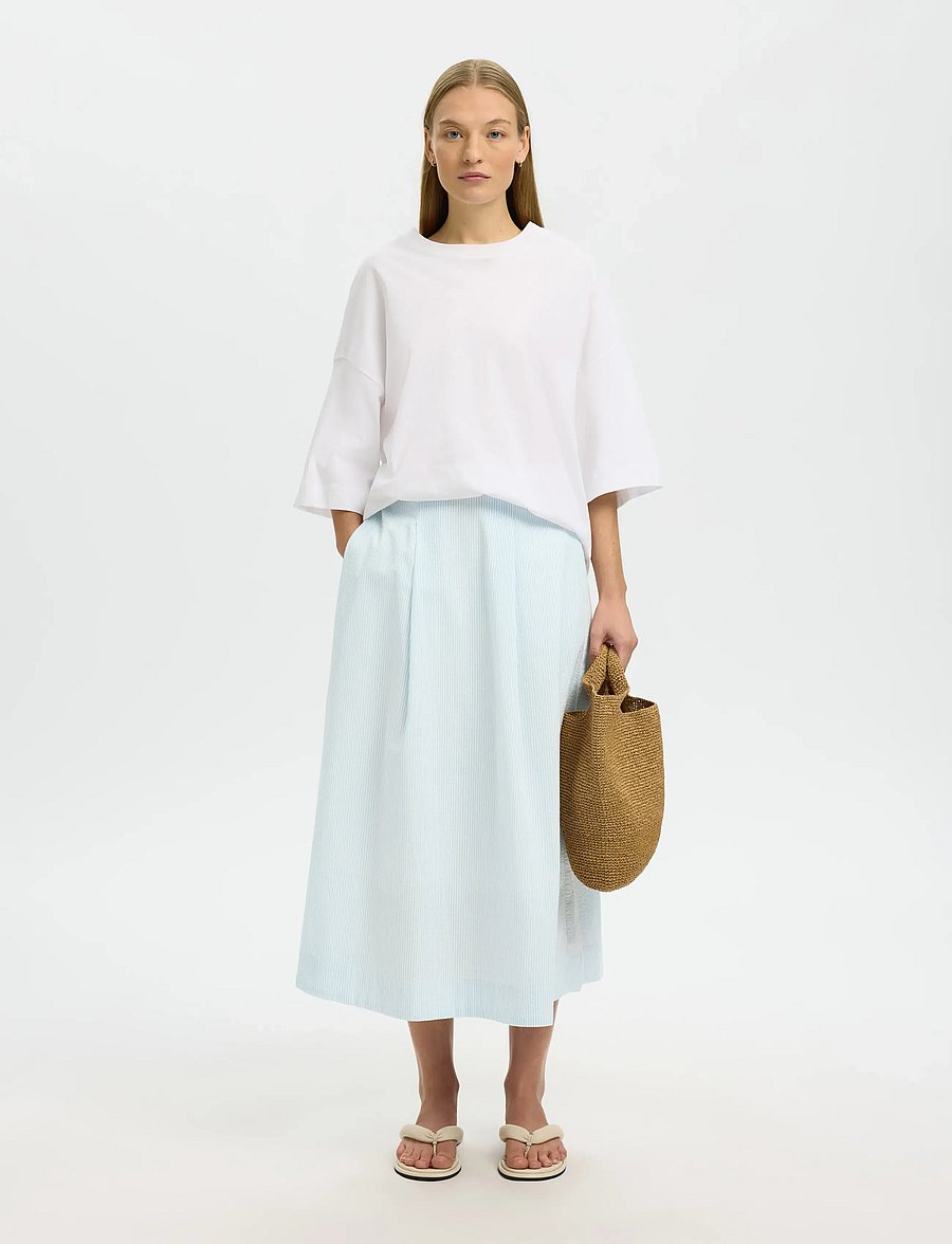 Selected - SLFHANNAH HW MIDI SKIRT B - faltenröcke - cashmere blue - 5