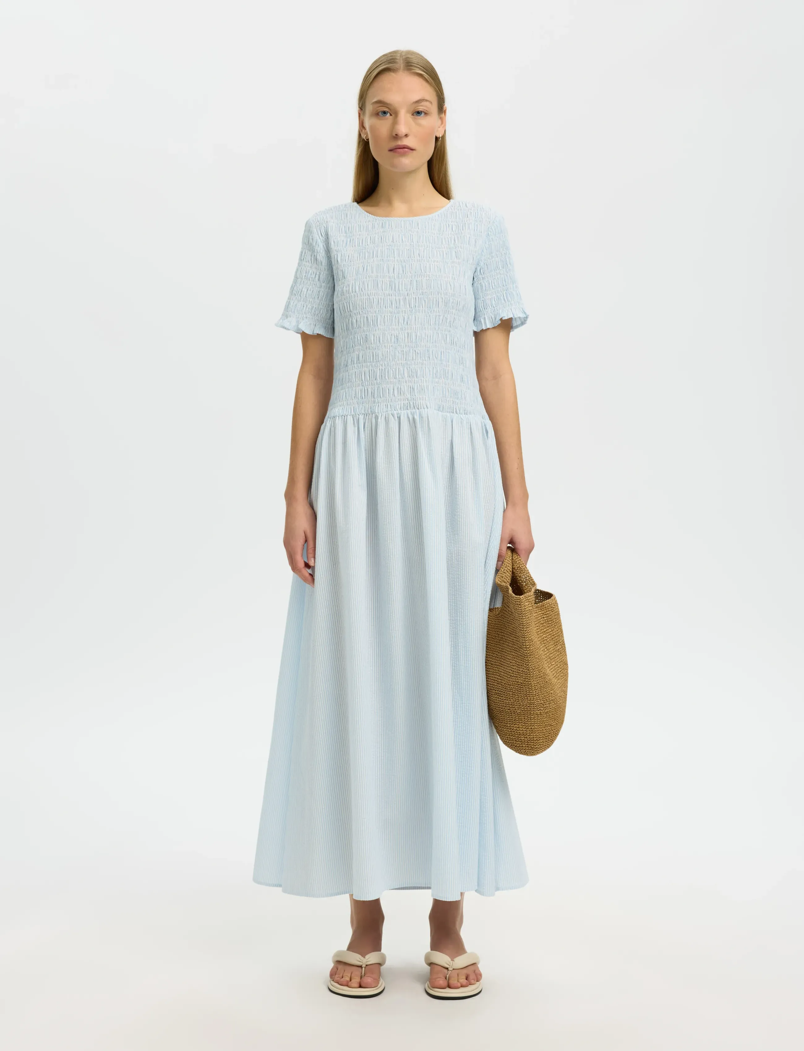 Selected - SLFHANNAH REGULAR SS ANKLE DRESS B - vasarinės suknelės - cashmere blue - 3