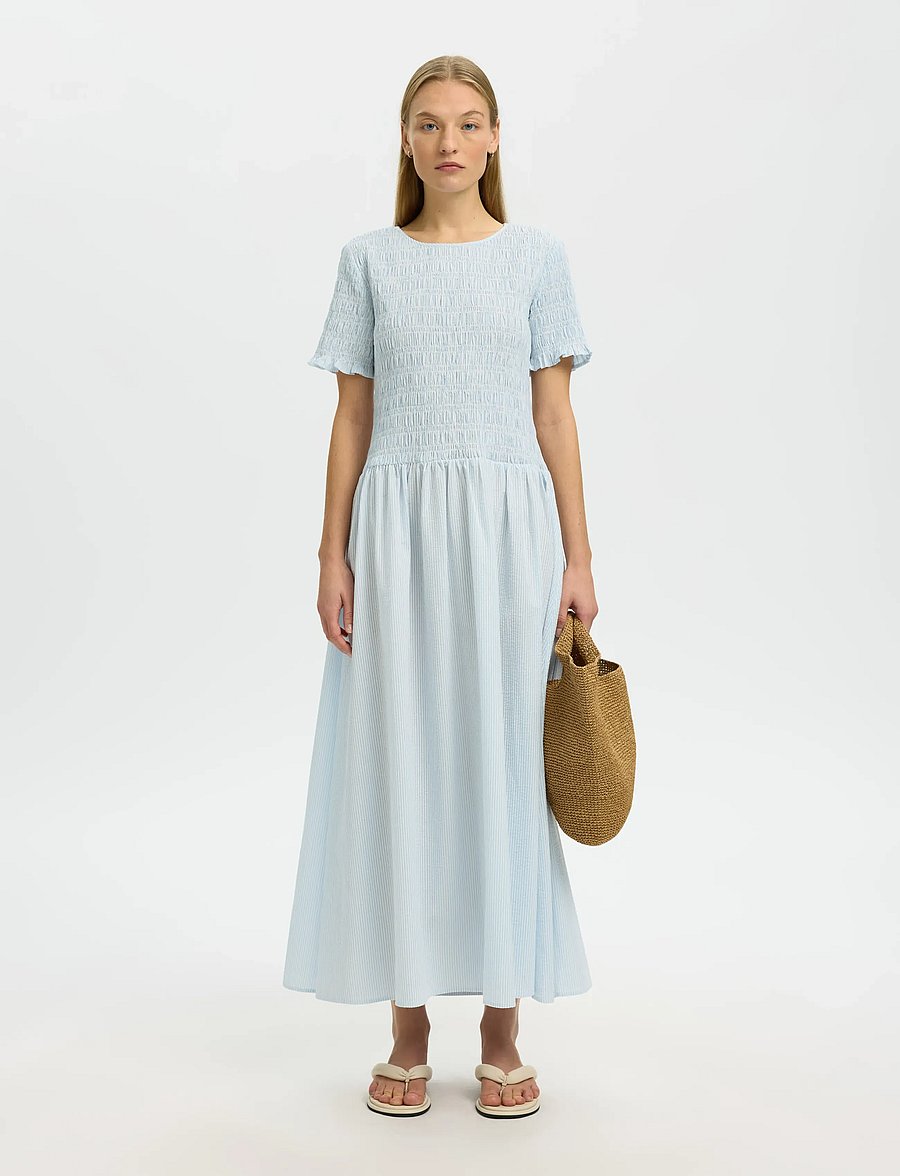 Selected - SLFHANNAH REGULAR SS ANKLE DRESS B - vasarinės suknelės - cashmere blue - 3