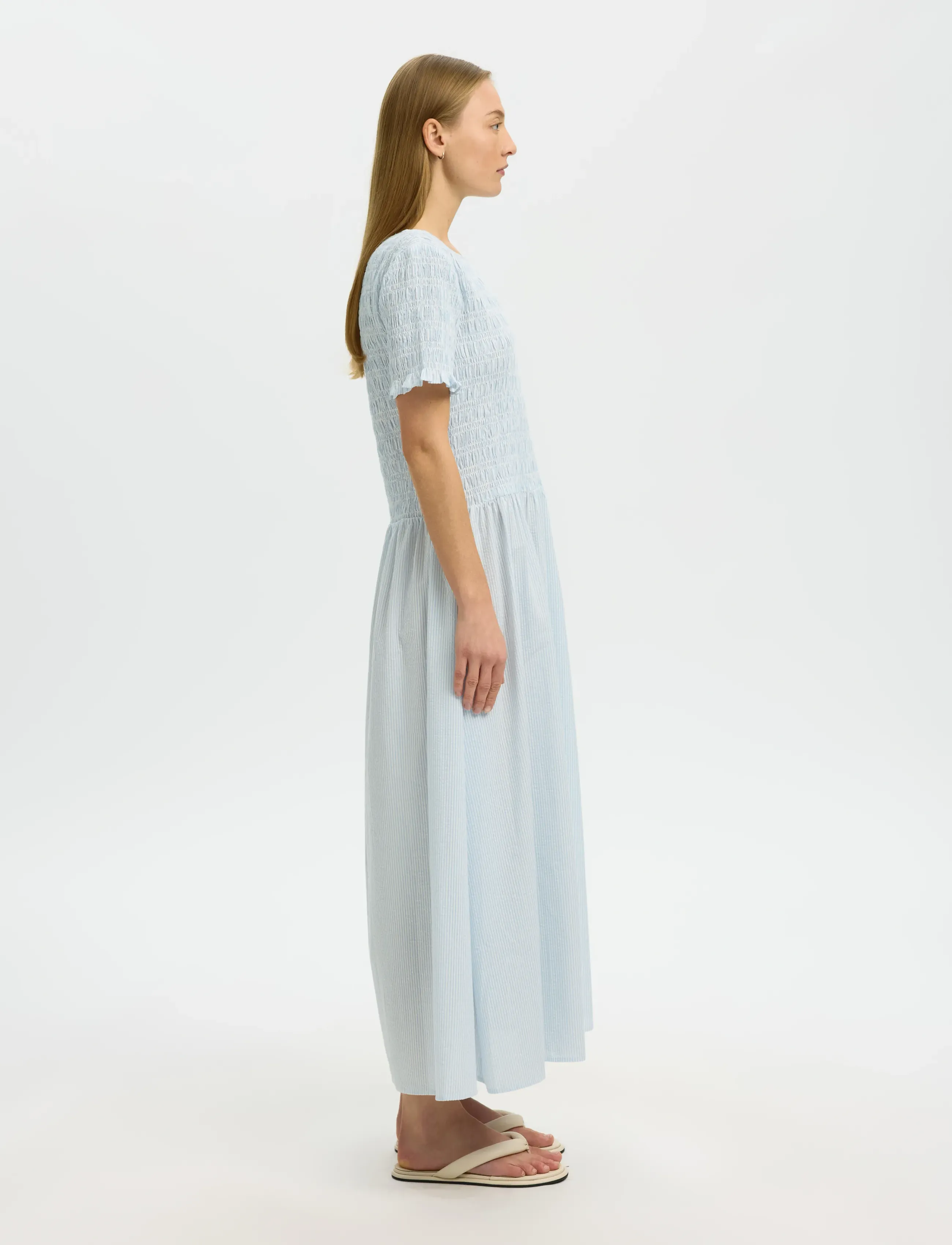 Selected - SLFHANNAH REGULAR SS ANKLE DRESS B - vasarinės suknelės - cashmere blue - 4
