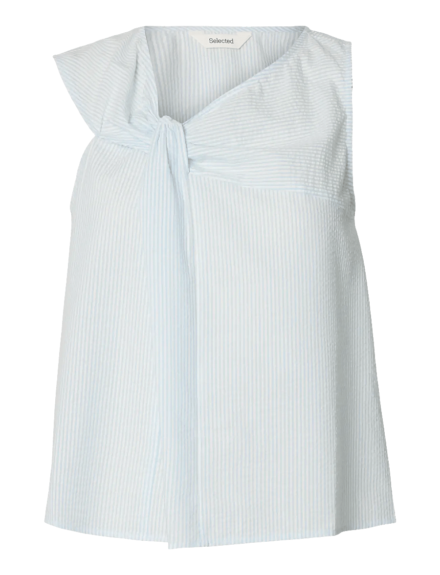 Selected - SLFHANNAH SL TWIST TOP - topy bez rękawów - cashmere blue - 1