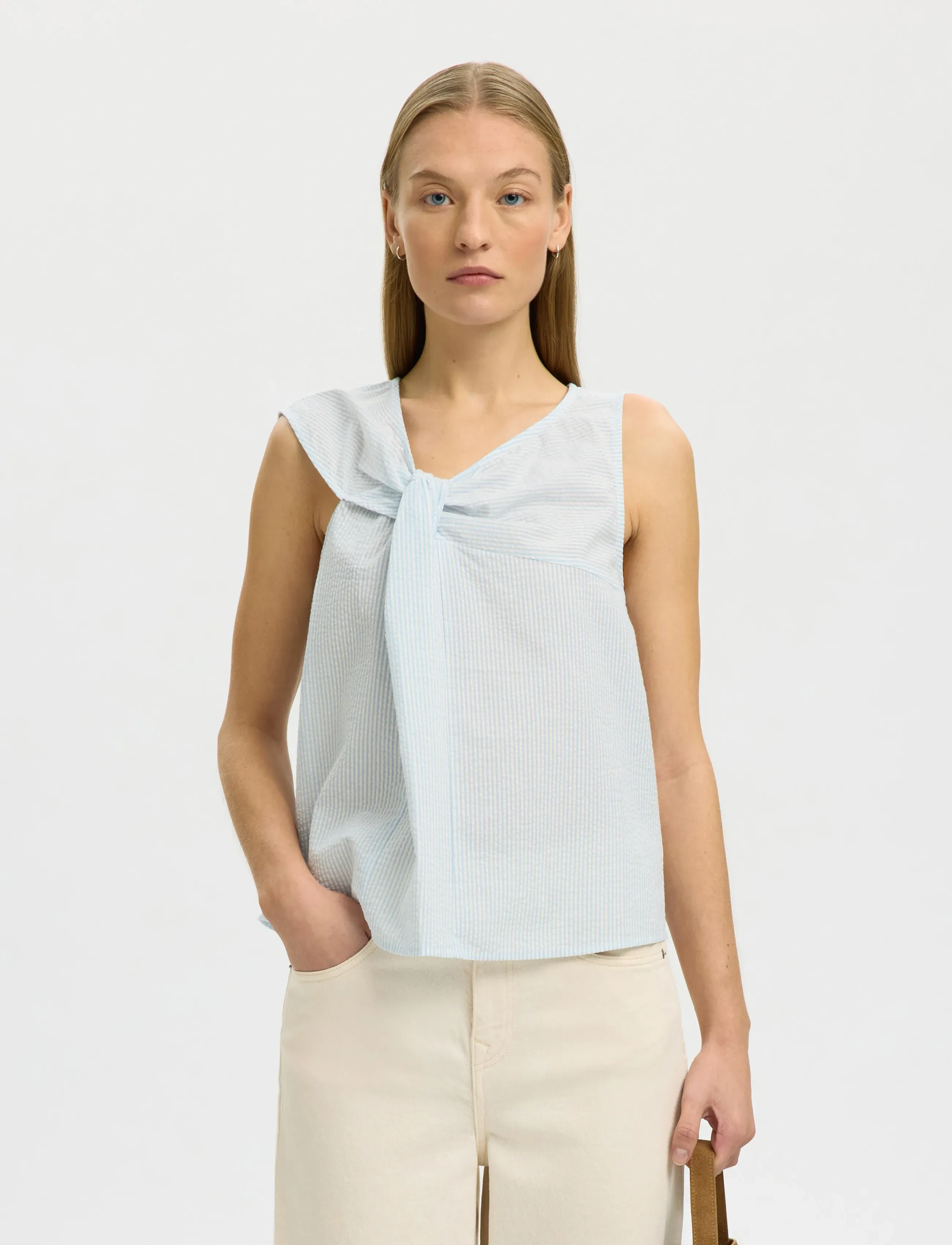 Selected SLFHANNAH SL TWIST TOP - T-shirts & Toppe - CASHMERE BLUE / blue