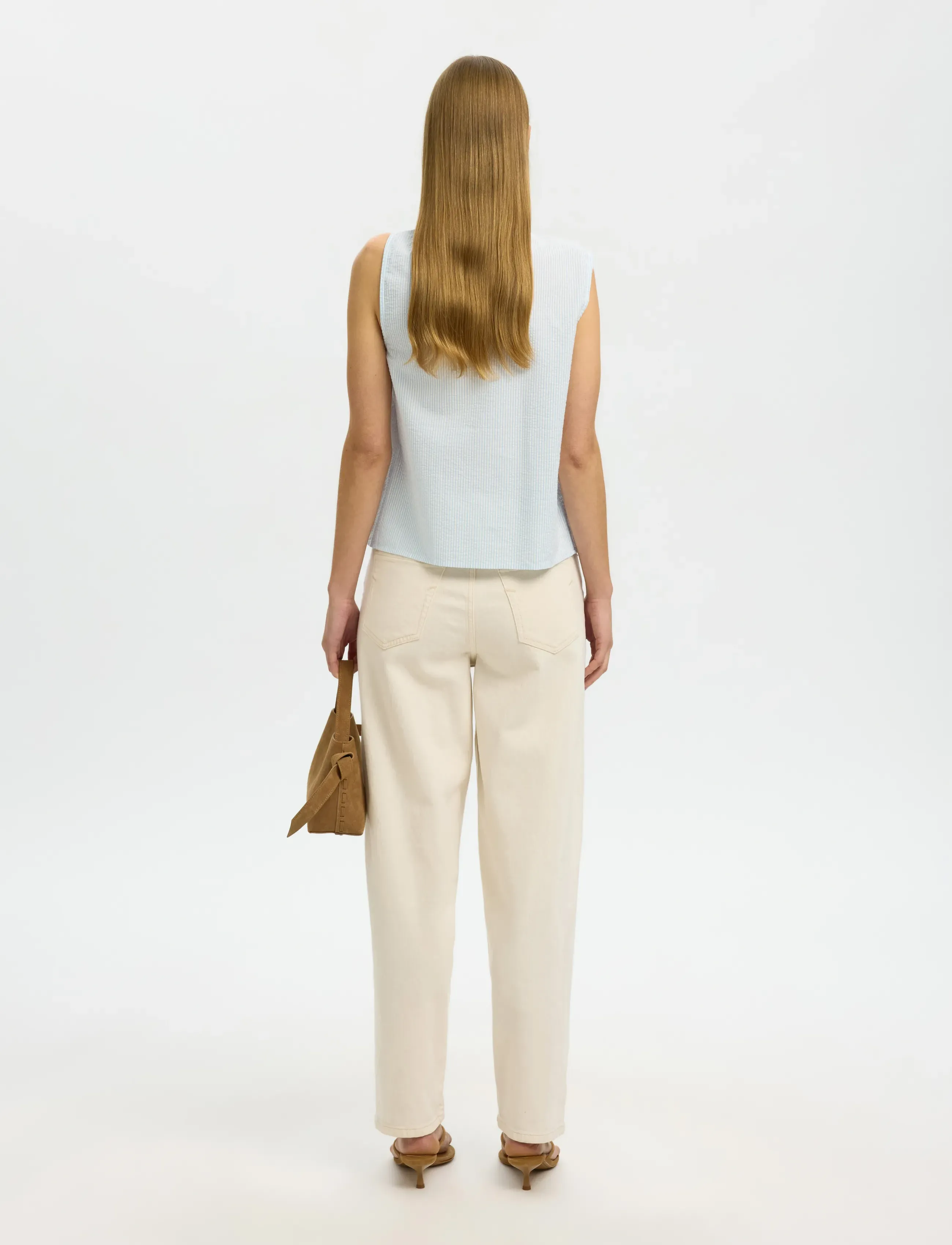 Selected - SLFHANNAH SL TWIST TOP - topy bez rękawów - cashmere blue - 2