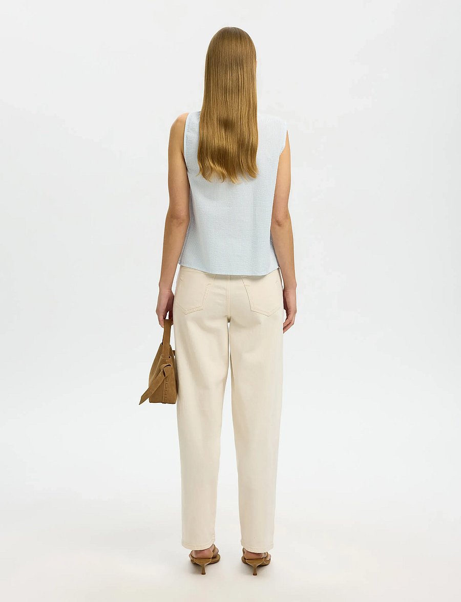 Selected - SLFHANNAH SL TWIST TOP - topy bez rękawów - cashmere blue - 2