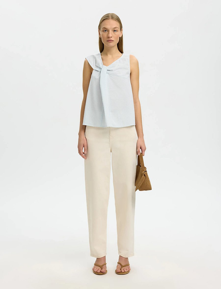 Selected - SLFHANNAH SL TWIST TOP - topy bez rękawów - cashmere blue - 3