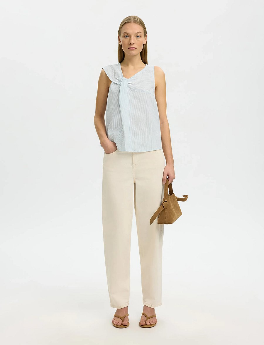 Selected - SLFHANNAH SL TWIST TOP - topy bez rękawów - cashmere blue - 4