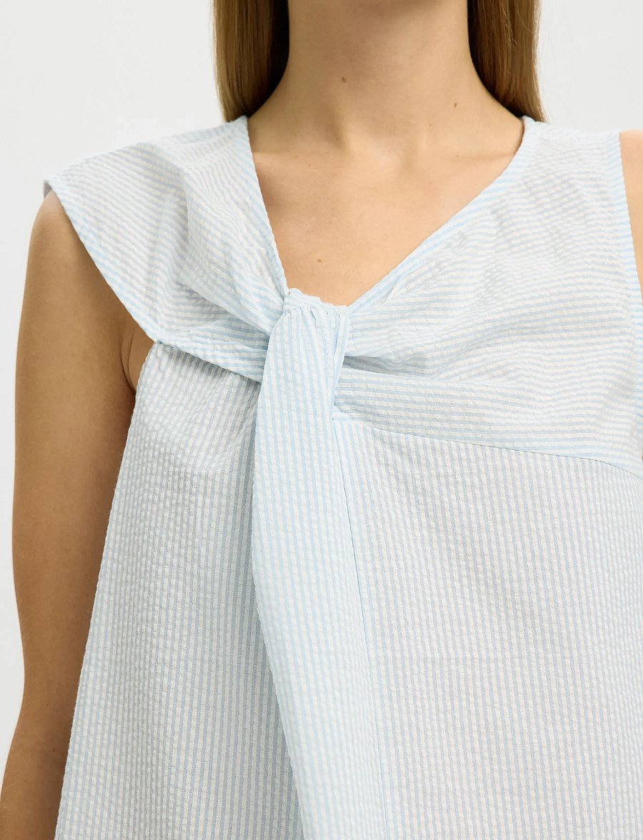 Selected - SLFHANNAH SL TWIST TOP - topy bez rękawów - cashmere blue - 5