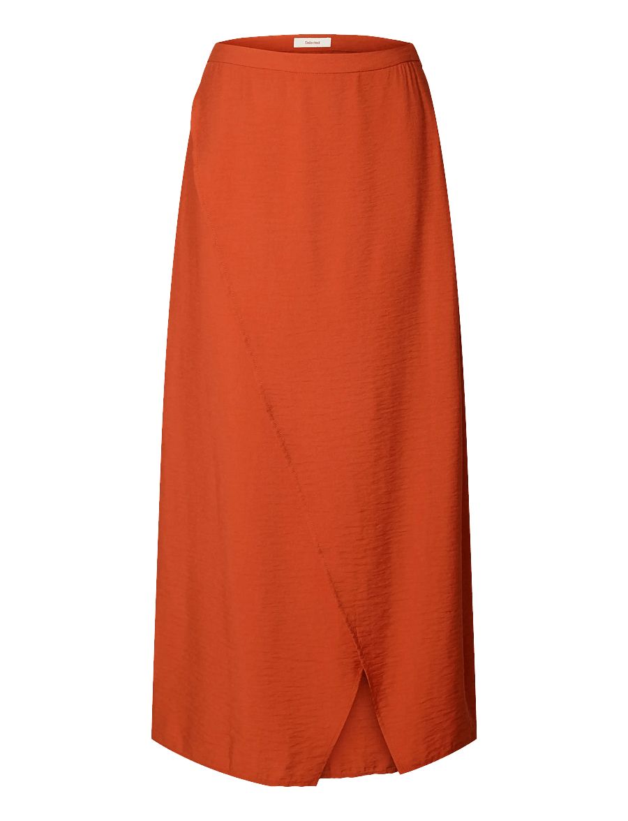 Selected - SLFLISA MW ANKLE WRAP SKIRT B - slå-om-nederdele - potters clay - 0