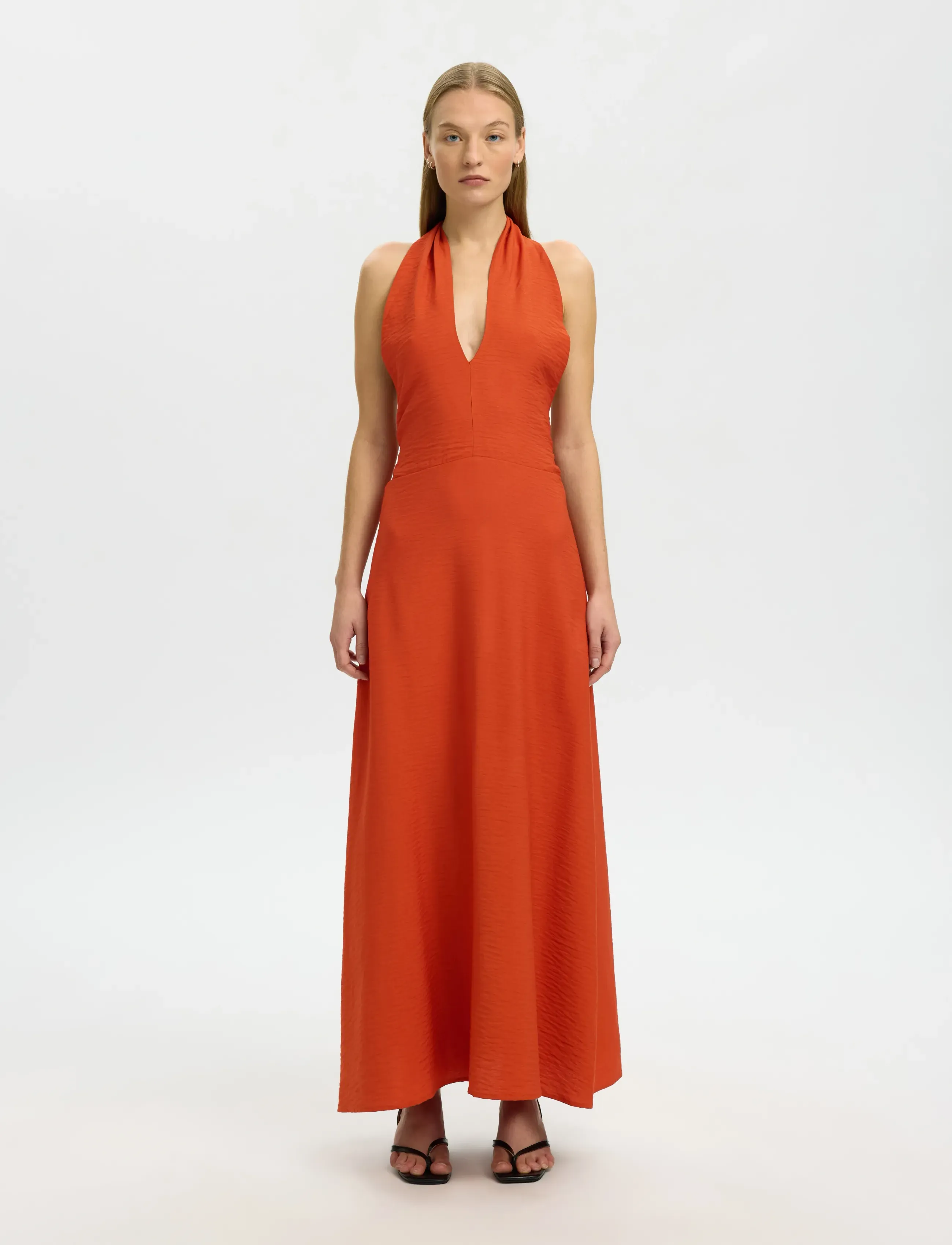 Selected SLFLISA REGULAR HALTERNECK DRESS B - Selected - POTTERS CLAY / orange