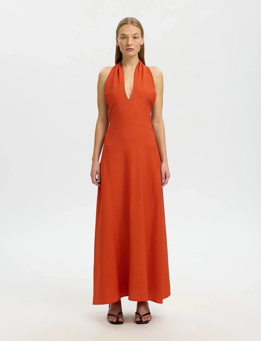 Selected - SLFLISA REGULAR HALTERNECK DRESS B - sommerkleider - potters clay - 0