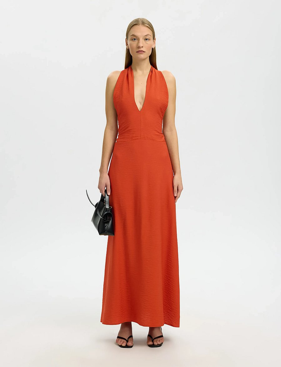 Selected - SLFLISA REGULAR HALTERNECK DRESS B - sommerkleider - potters clay - 4
