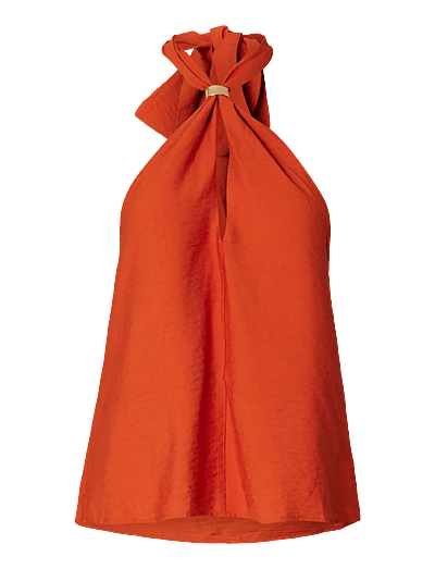 Selected SLFLISA SL HALTERNECK TOP B - T-shirts & Tops - POTTERS CLAY / orange