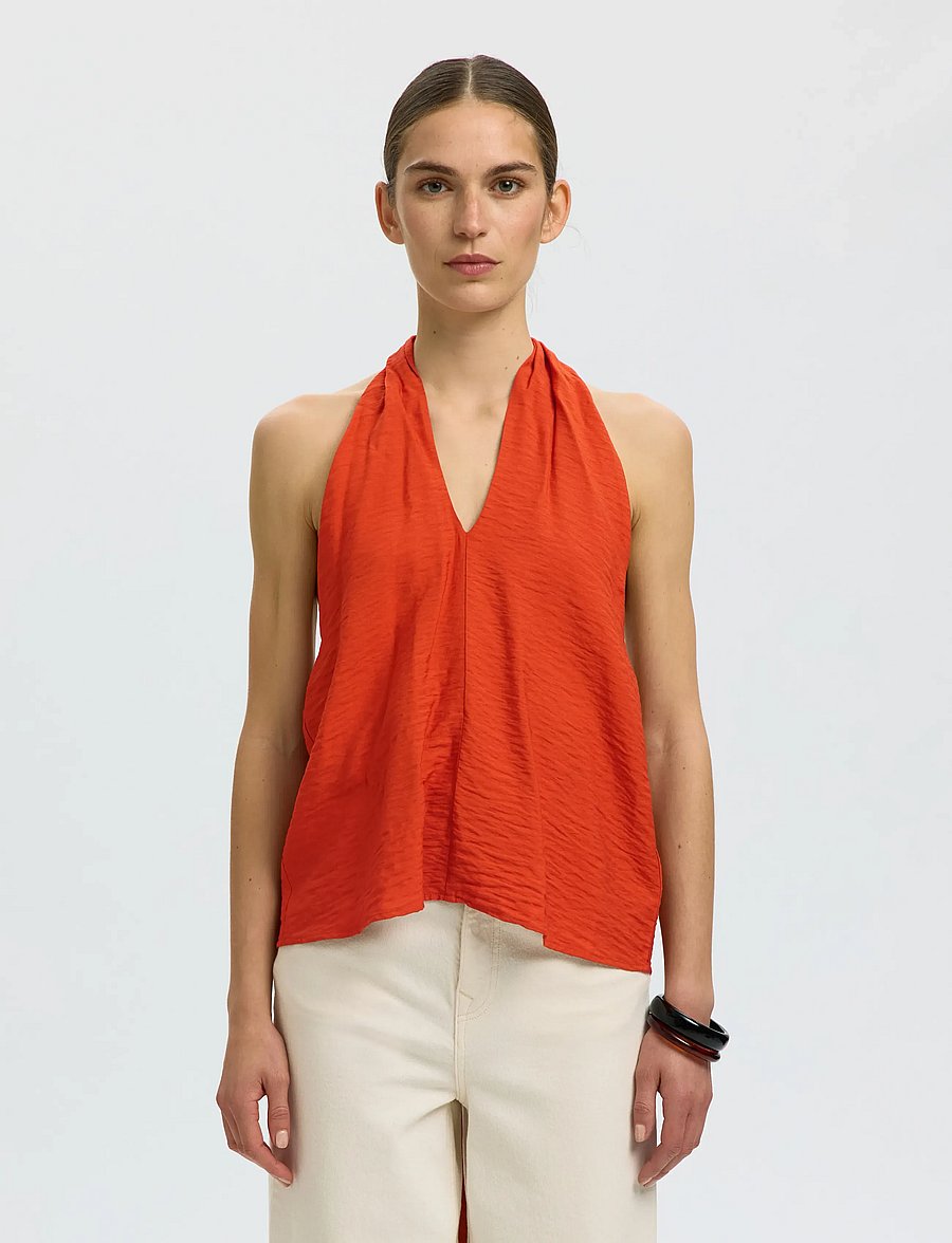 Selected - SLFLISA SL HALTERNECK TOP B - sleeveless tops - potters clay - 0