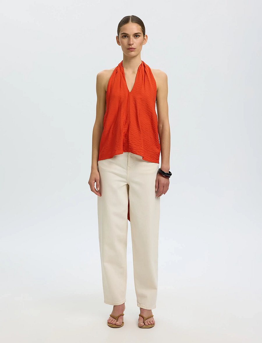 Selected - SLFLISA SL HALTERNECK TOP B - sleeveless tops - potters clay - 4