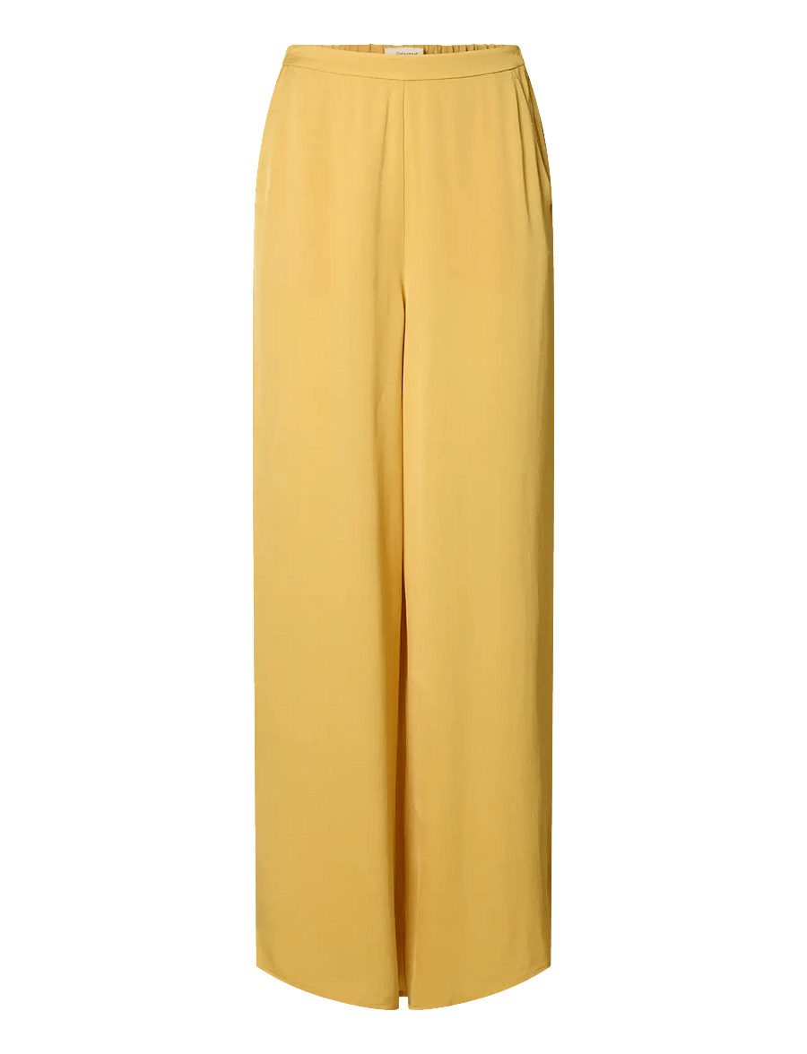 Selected - SLFLAURA HW SLIT PANT B - hose mit geradem bein - ochre - 1