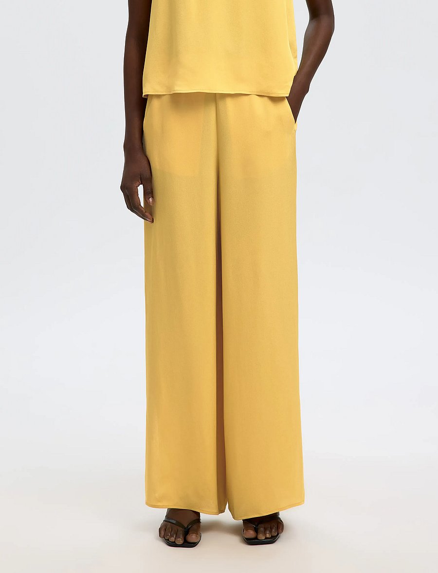 Selected - SLFLAURA HW SLIT PANT B - hose mit geradem bein - ochre - 0