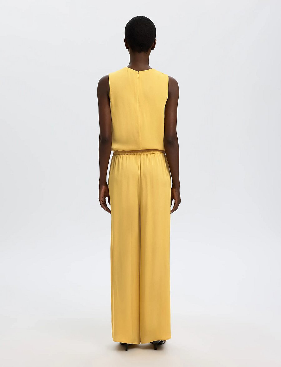 Selected - SLFLAURA HW SLIT PANT B - hose mit geradem bein - ochre - 2
