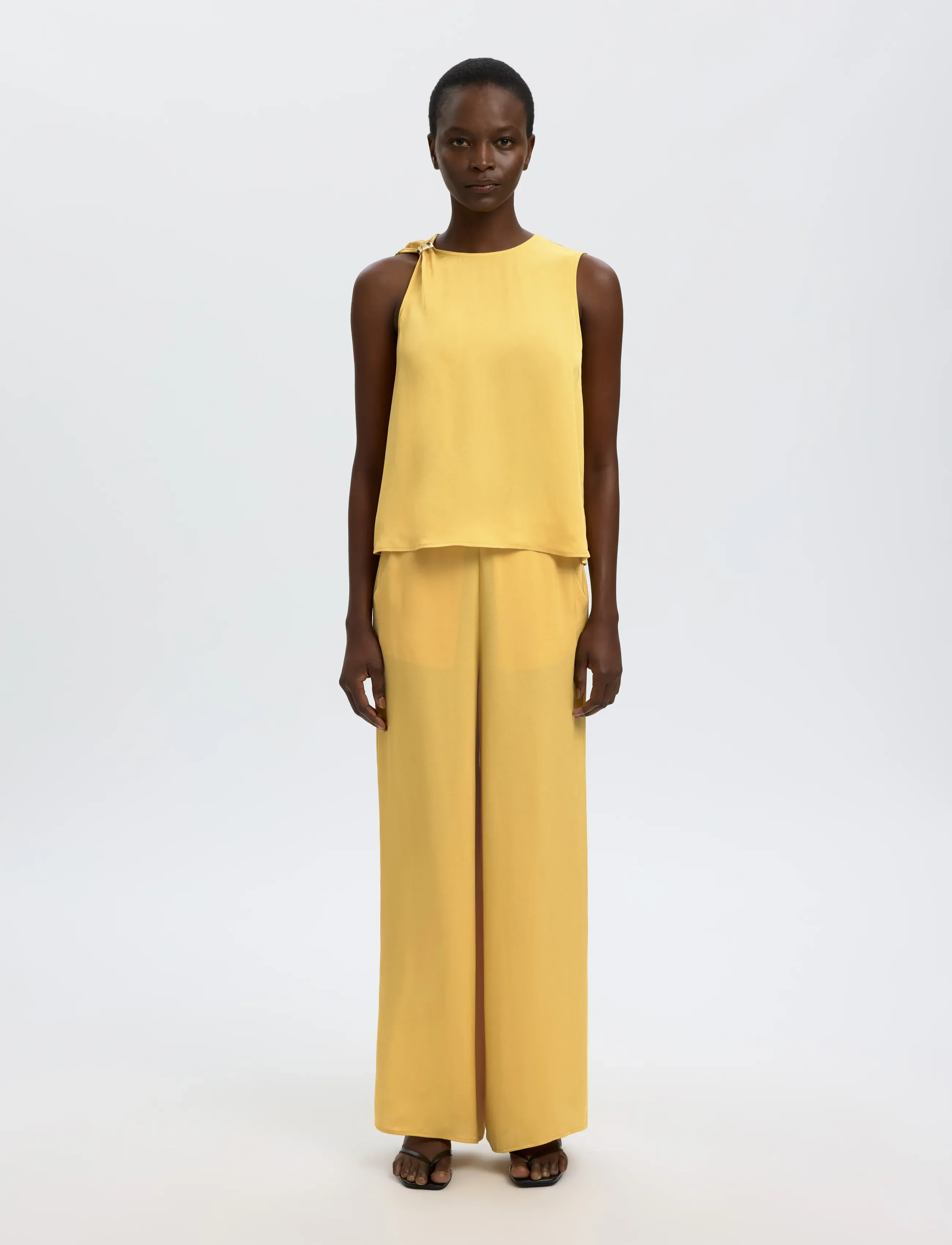 Selected - SLFLAURA HW SLIT PANT B - bukser med lige ben - ochre - 3